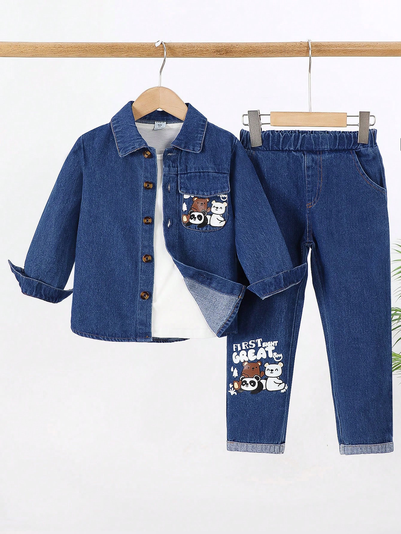 Young Boys Denim Two-piece Outfits