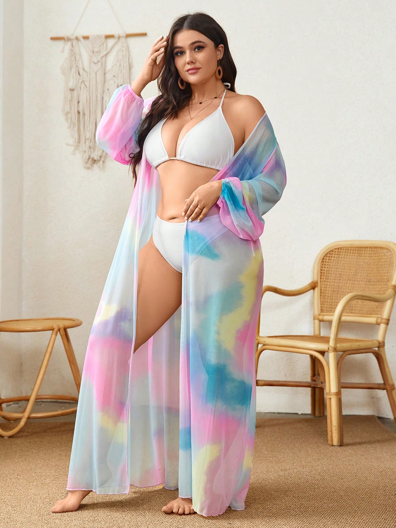 In Long Sleeve Plus Size Kimonos