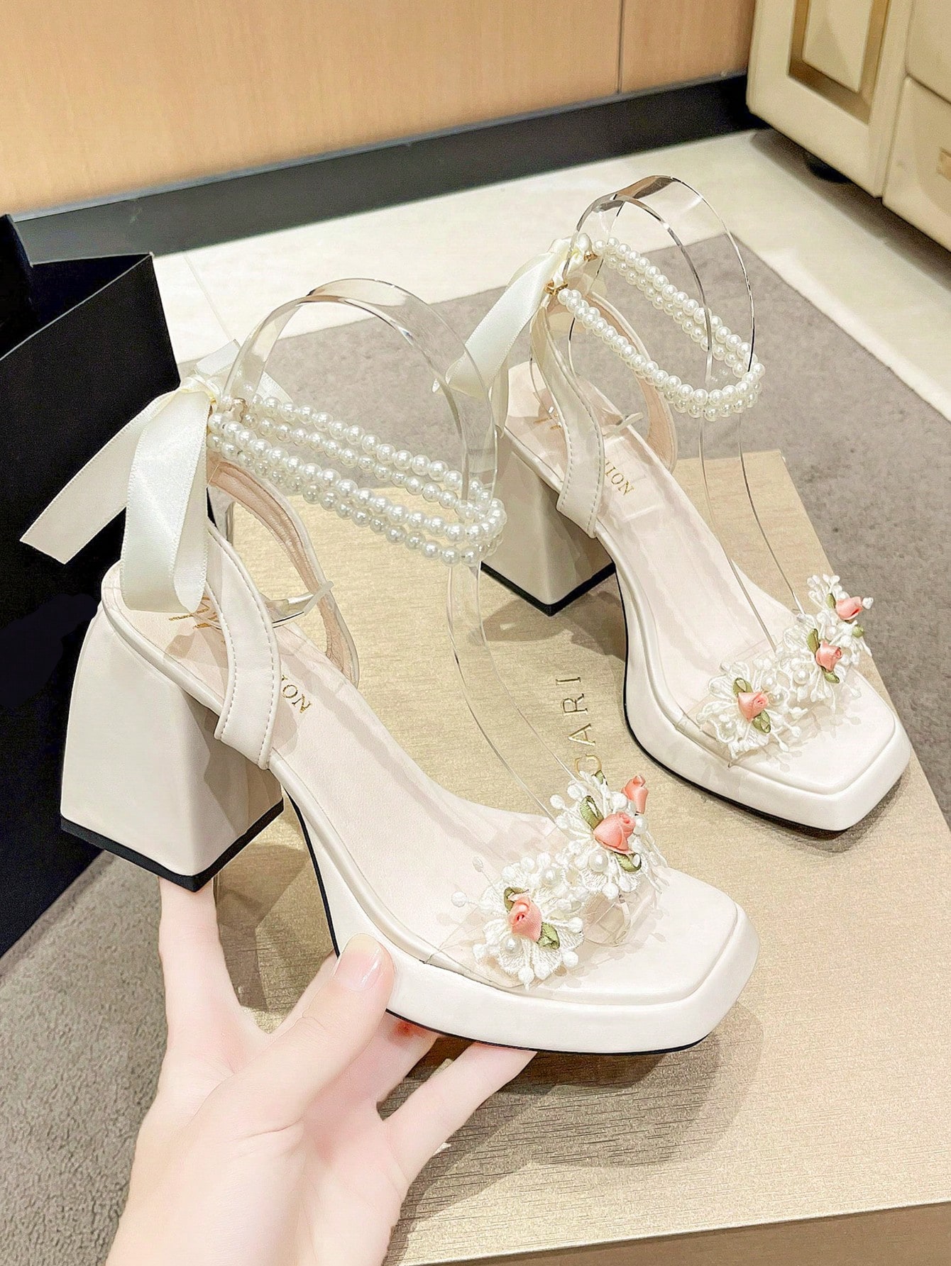 In Beige Women Heeled Sandals