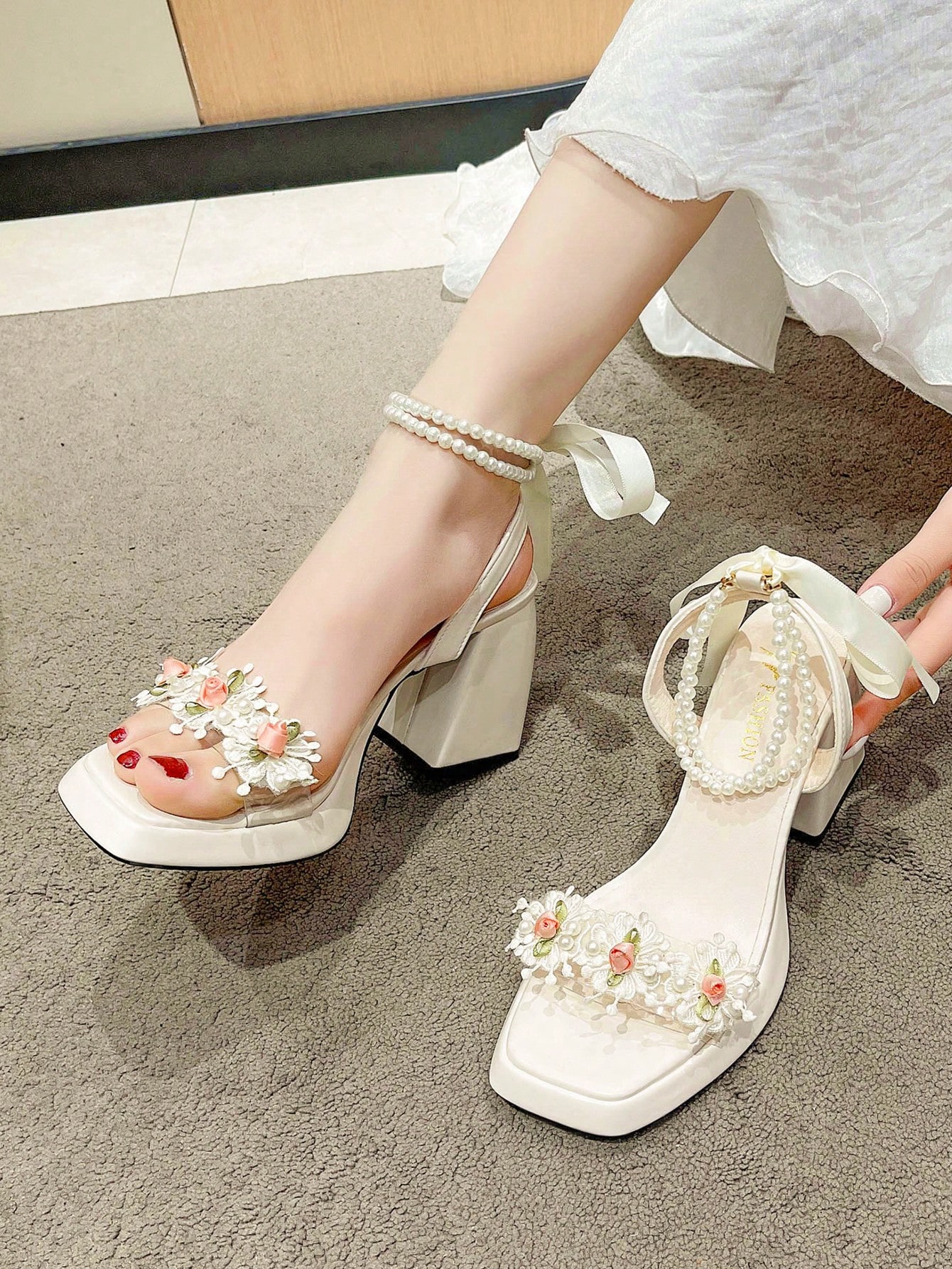 In Beige Women Heeled Sandals