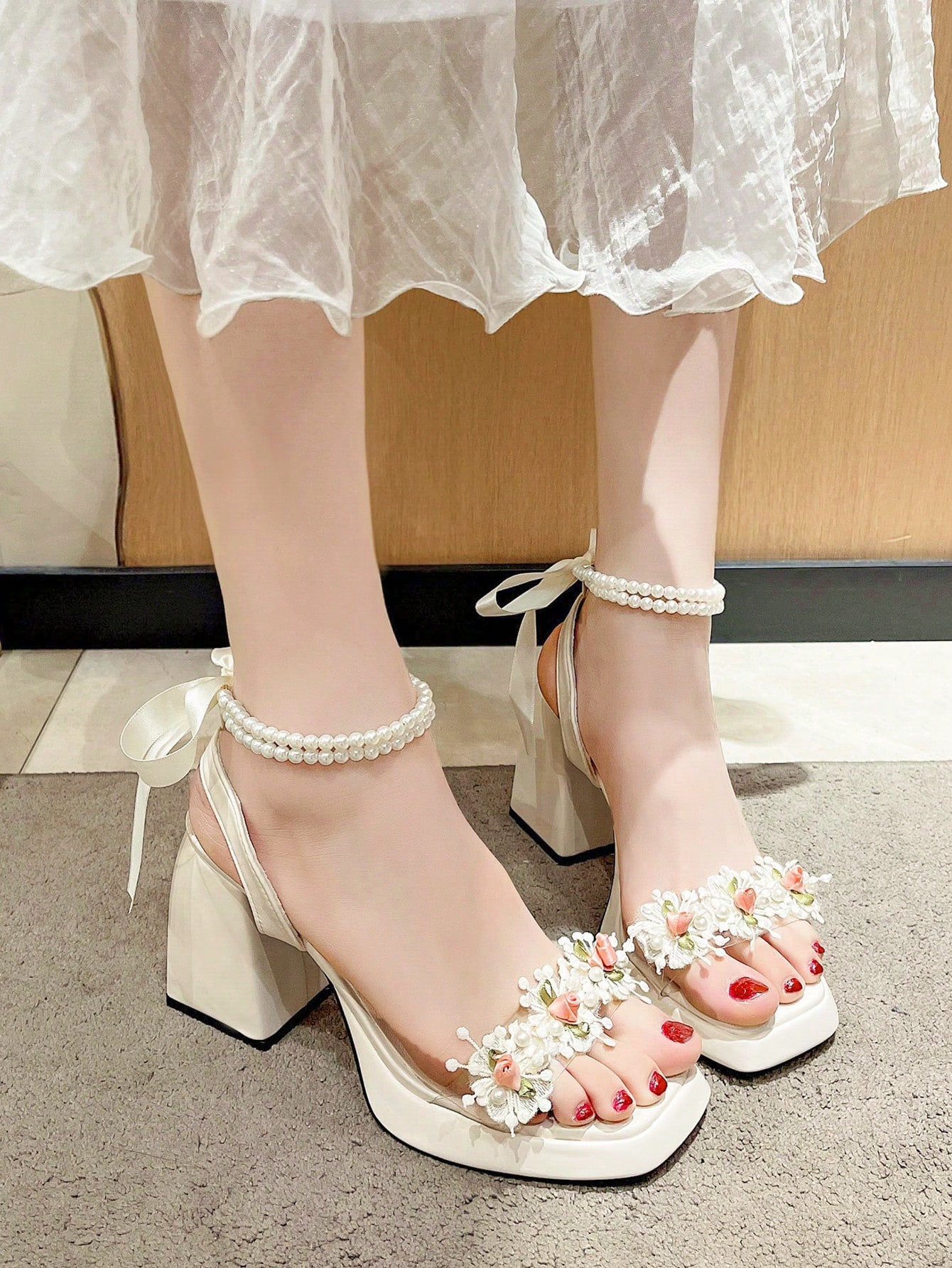 In Beige Women Heeled Sandals