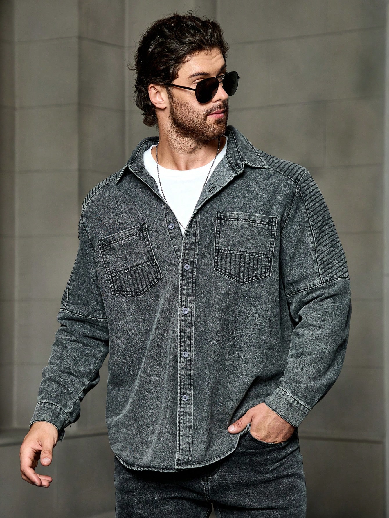 Men Plus Size Denim Shirts