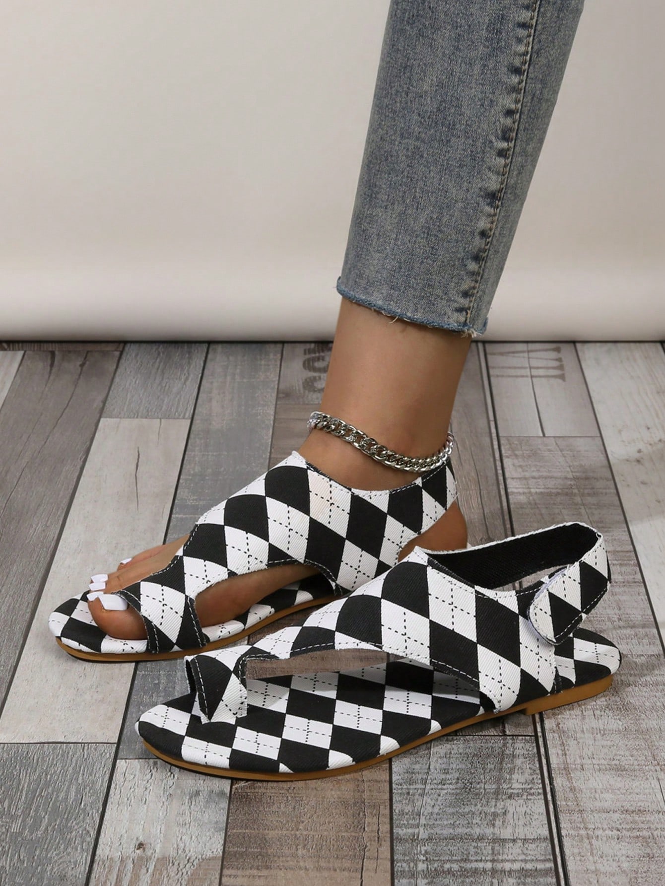 In Black and White Women Sandals