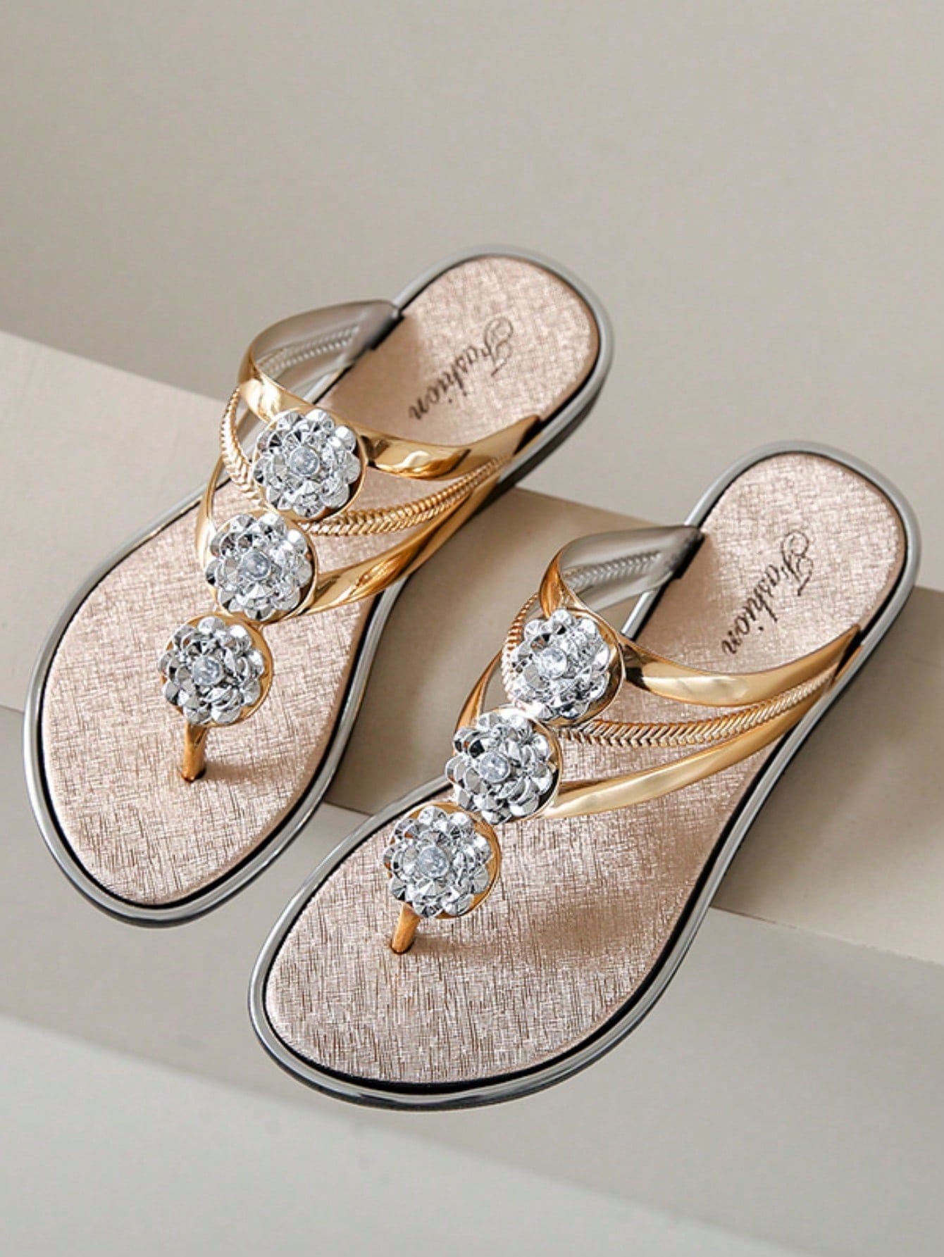 In Gold Women Slippers