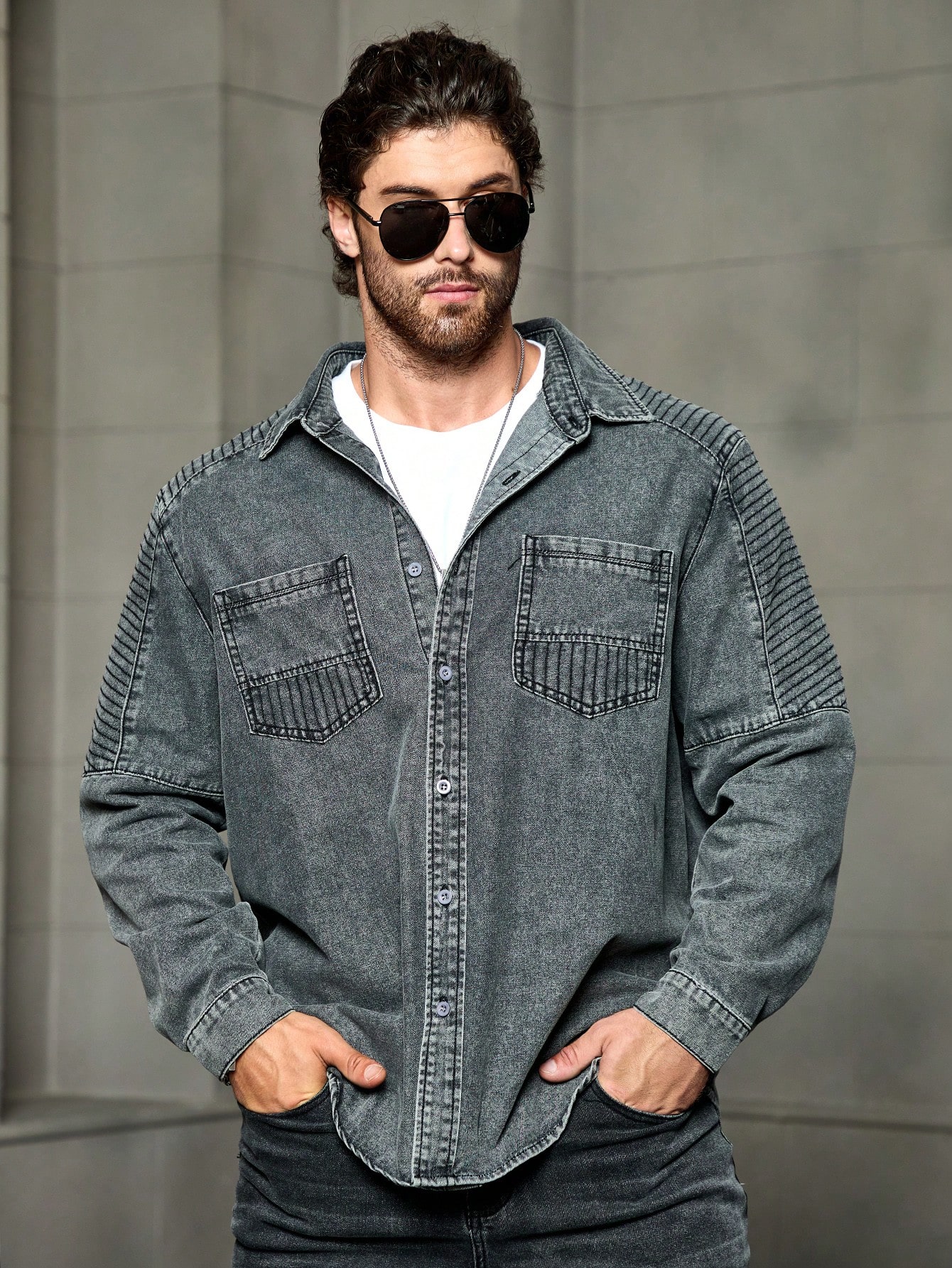 Men Plus Size Denim Shirts