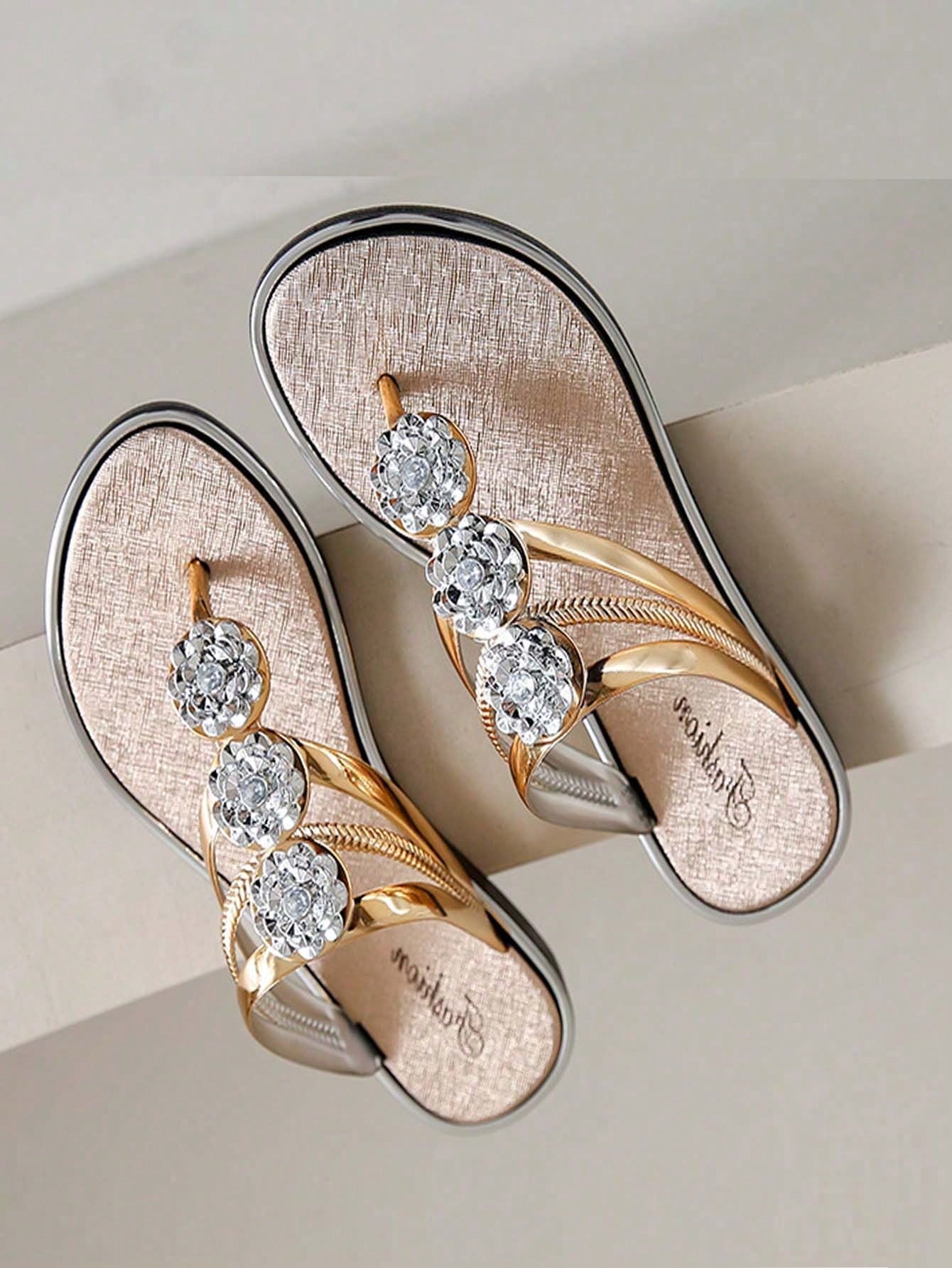 In Gold Women Slippers