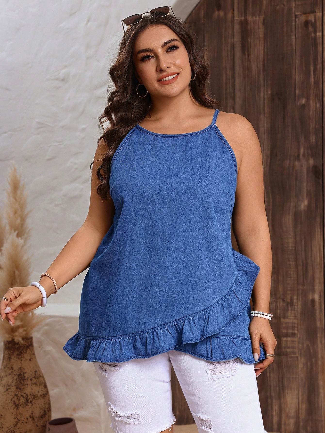 In Blue Plus Size Denim Tops