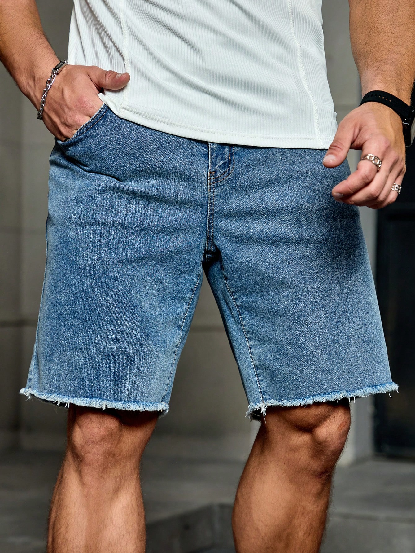 Men Plus Size Denim Shorts