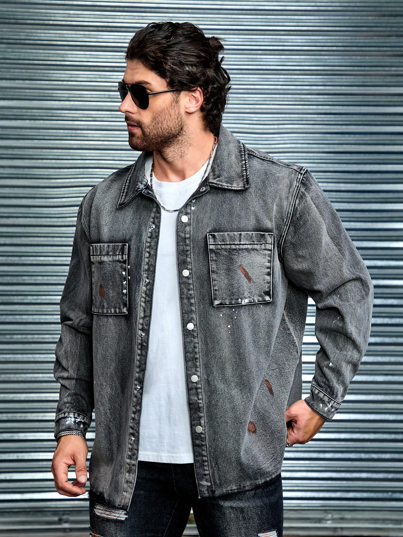 Men Plus Size Denim Shirts