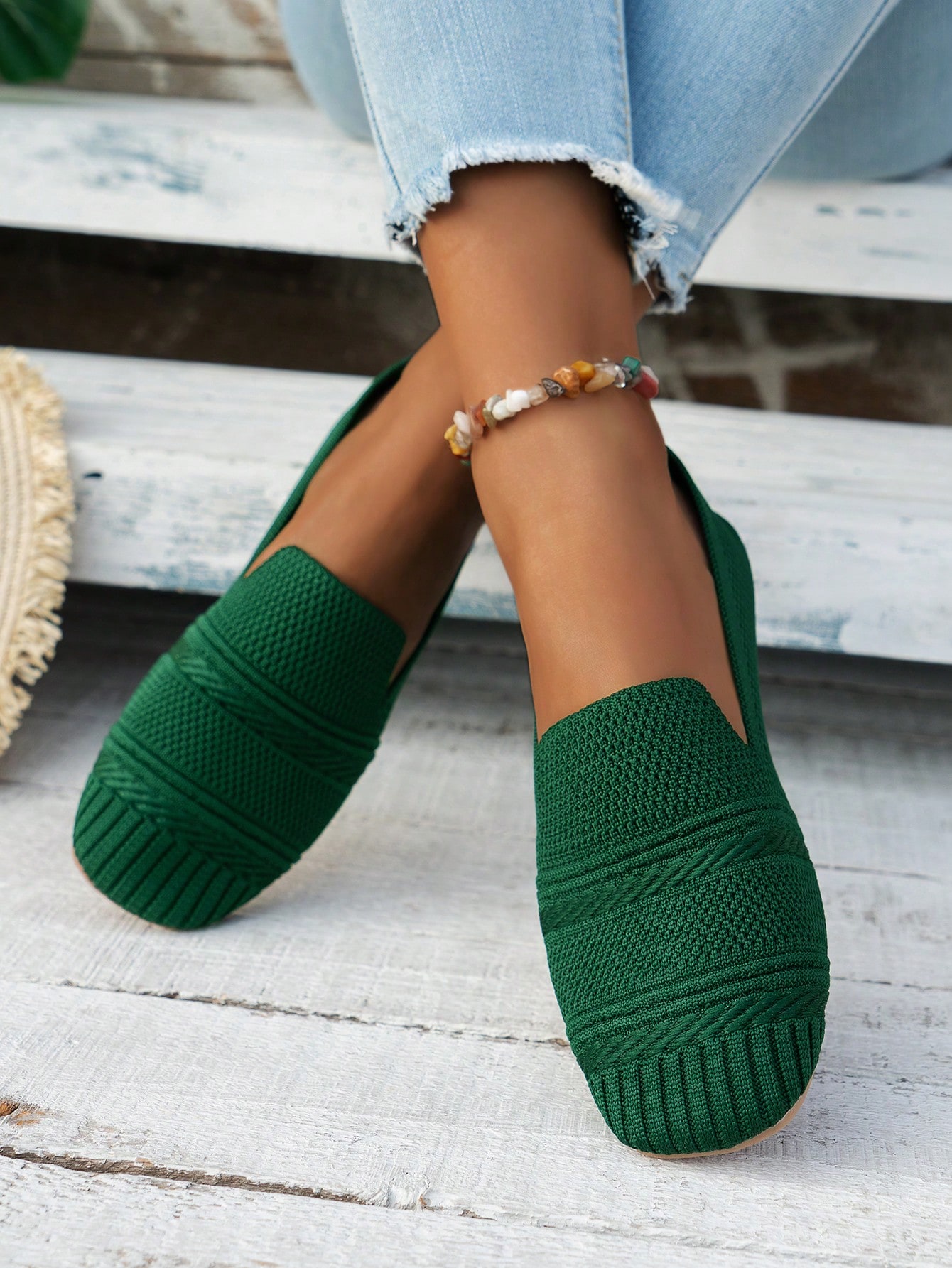 In Dark Green Women Shoes