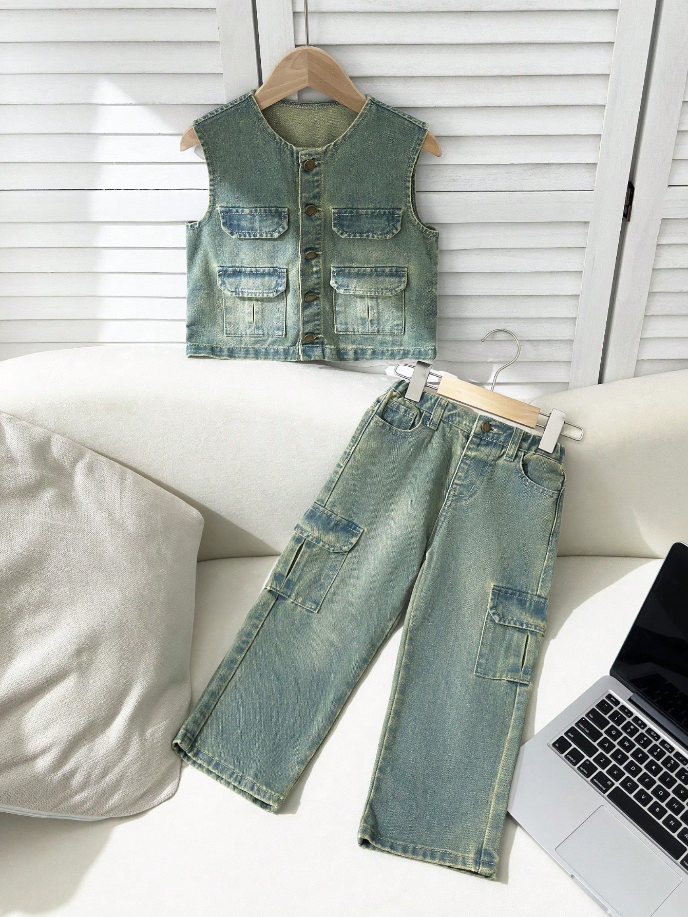 Young Boys Denim Two-piece Outfits