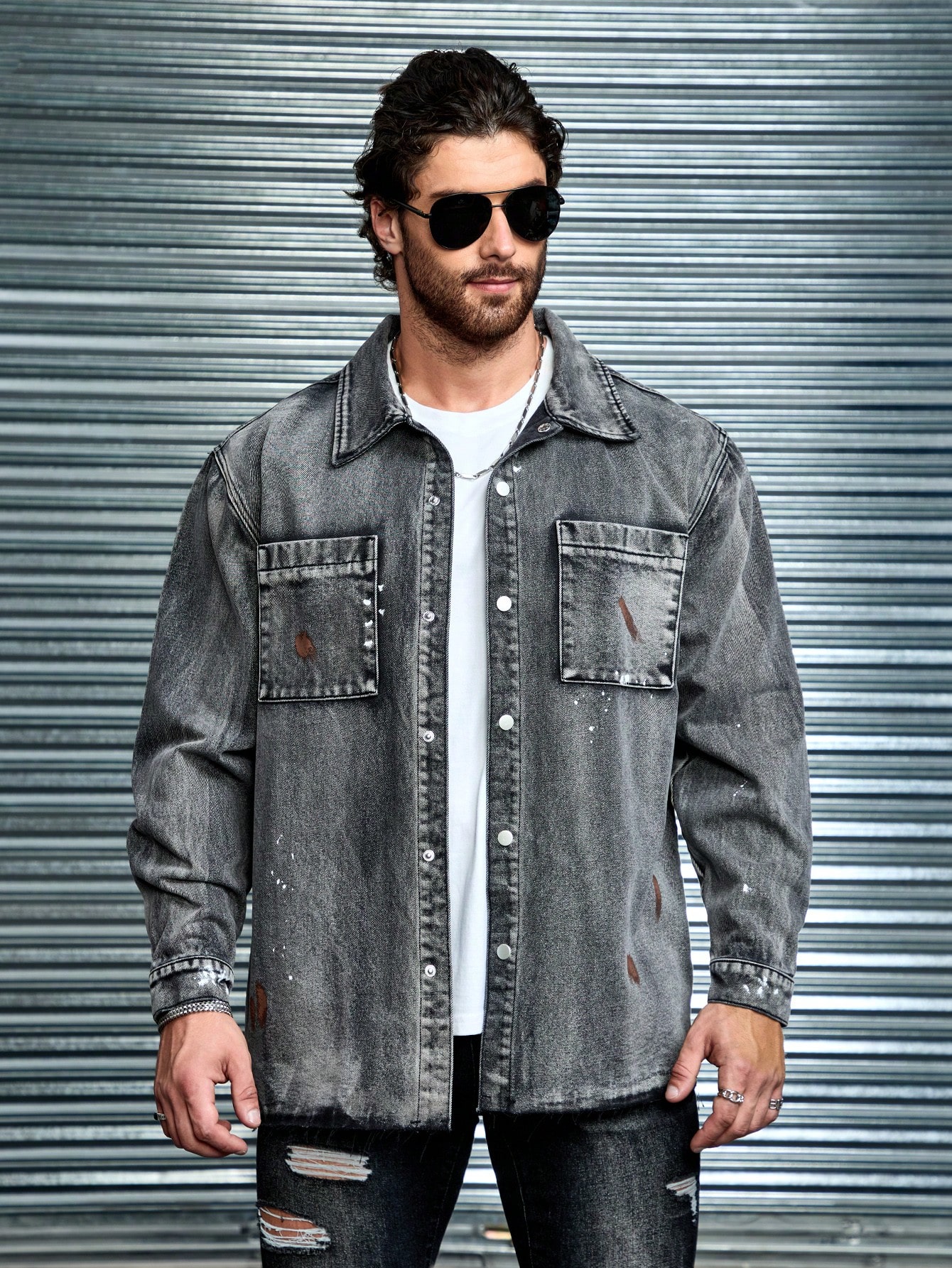 Men Plus Size Denim Shirts