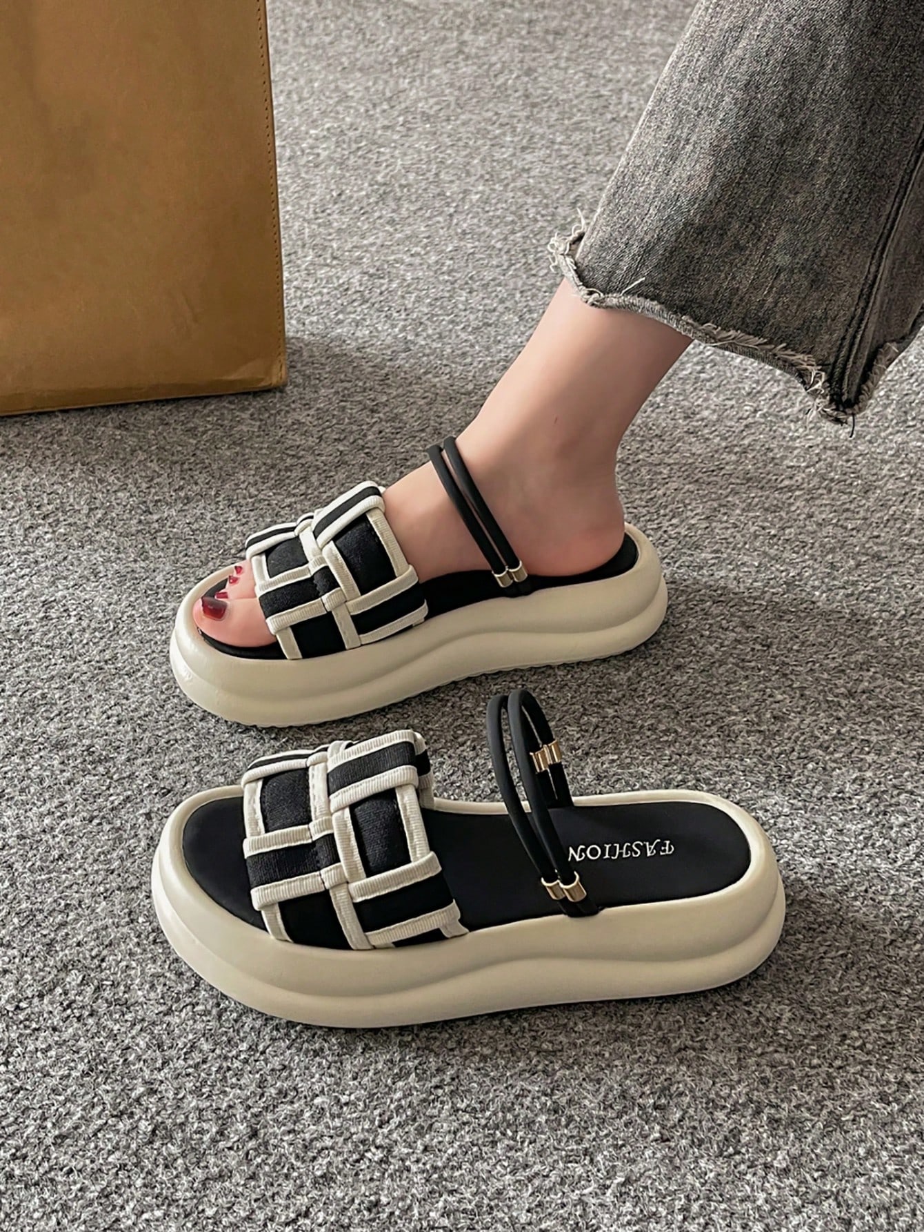 In Black and White Women Sandals