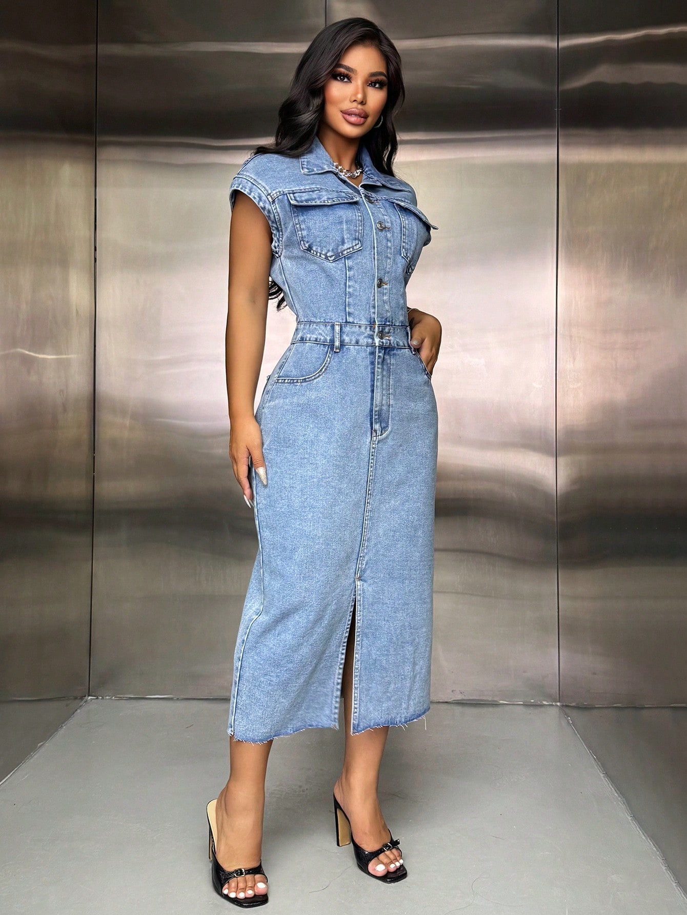 In Blue Women Denim Dresses