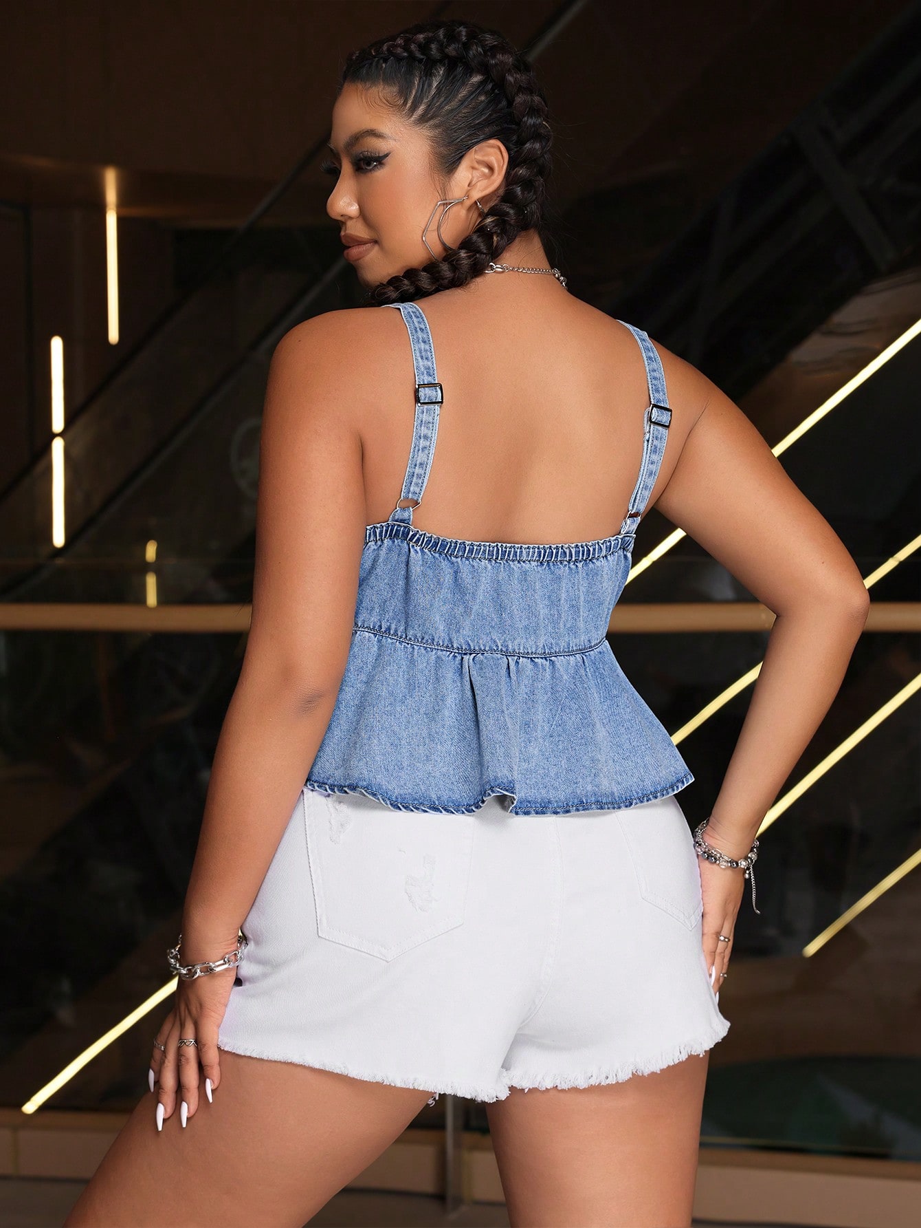 In Blue Plus Size Denim Tops