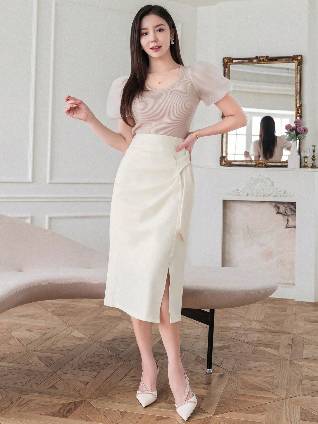 In Beige Women Skirts