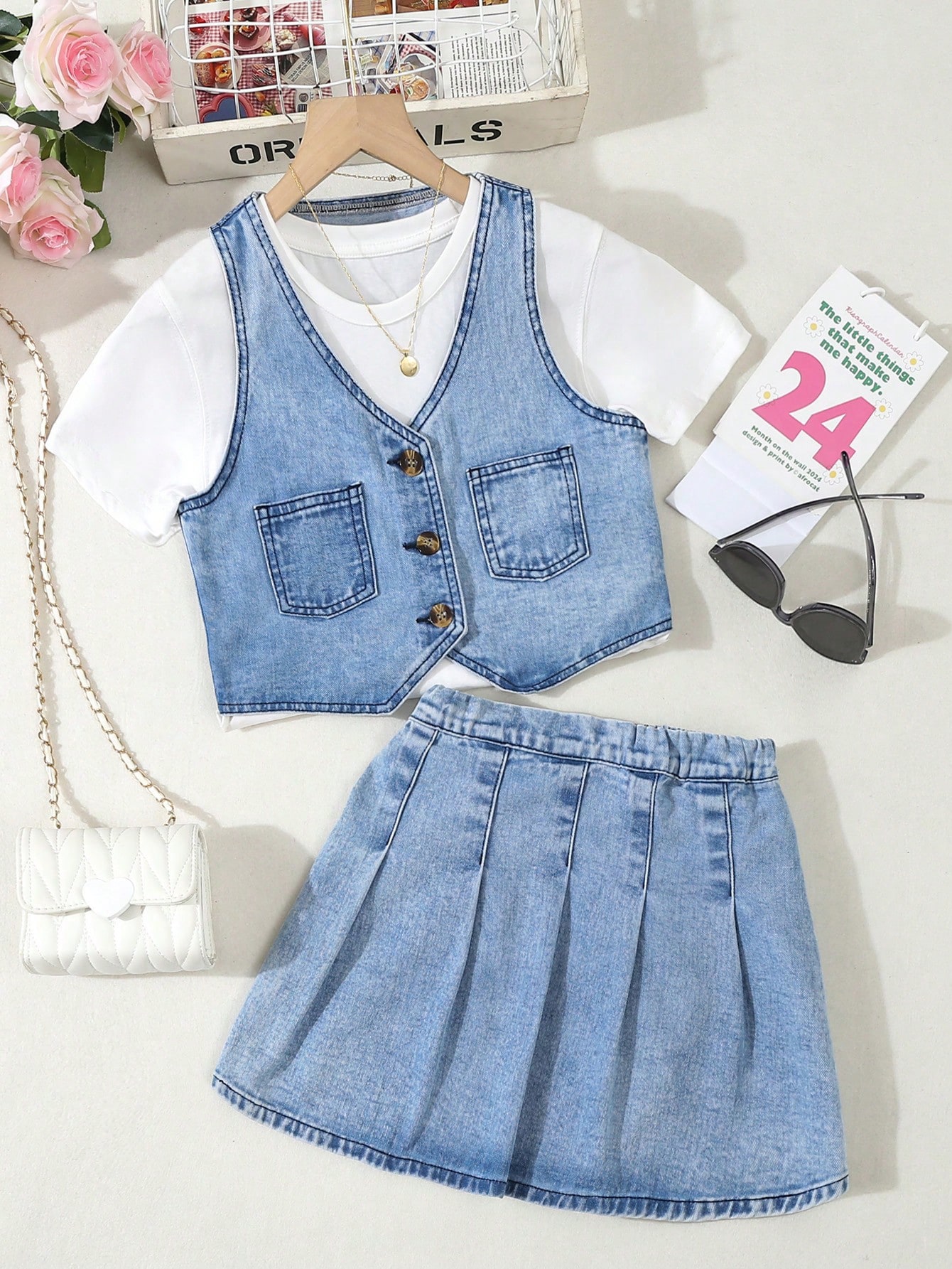 Tween Girls Denim Two-piece Outfits