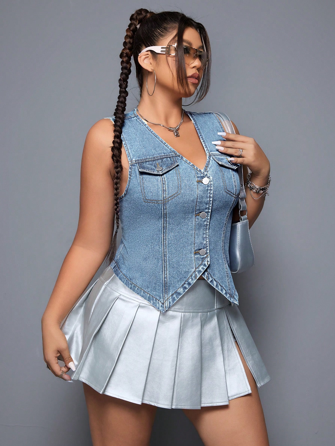 In Blue Plus Size Denim Tops