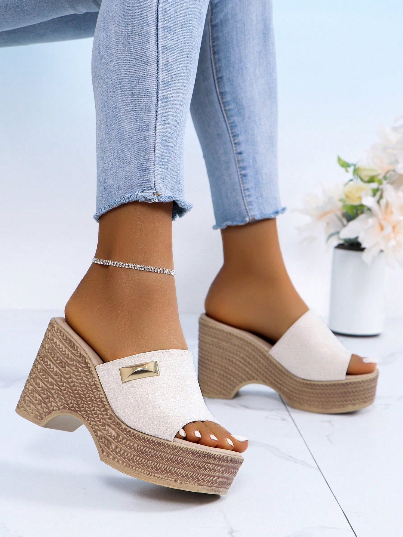 In Beige Women Platforms & Wedge Sandals