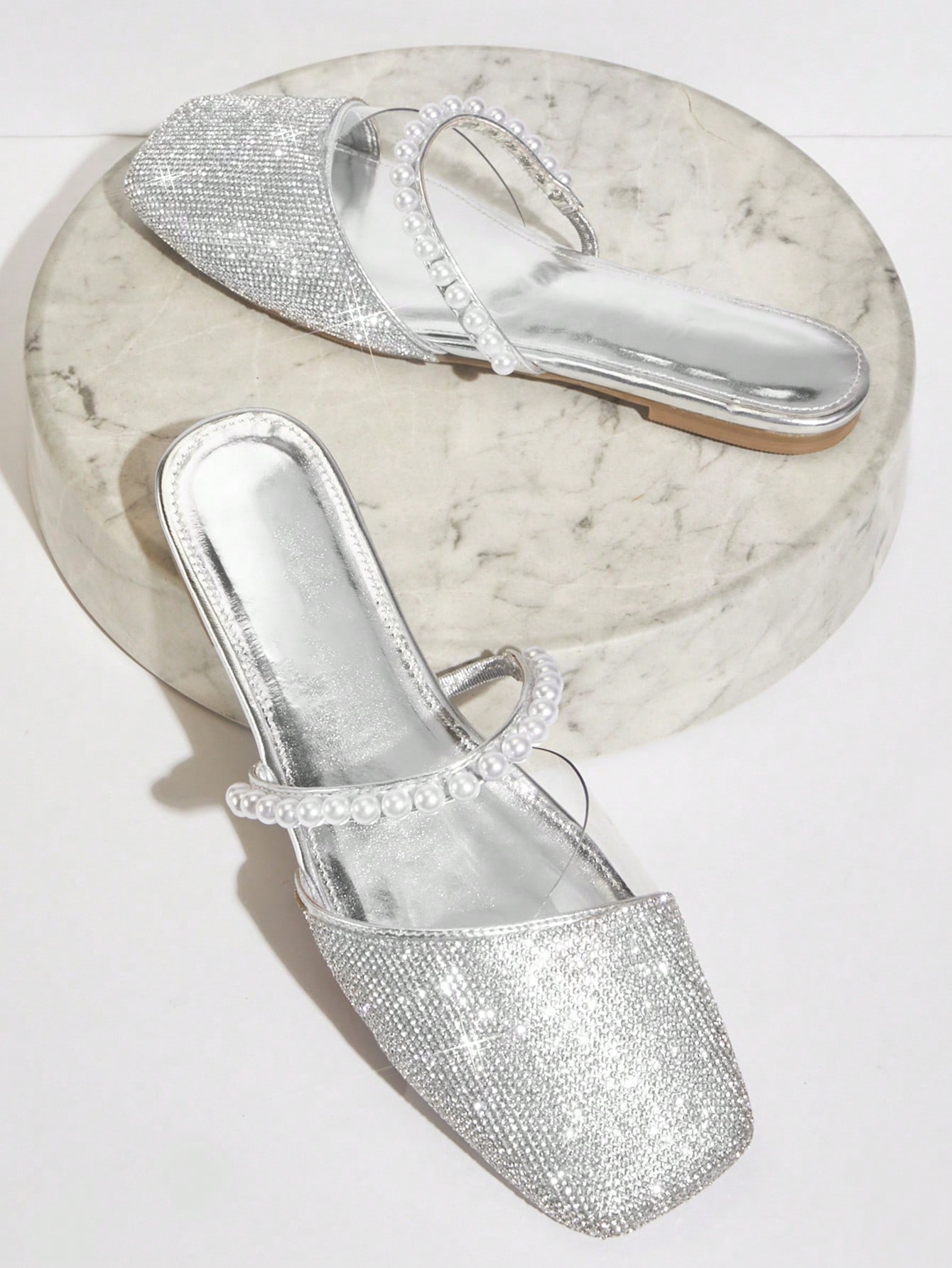 In Silver Women Flats