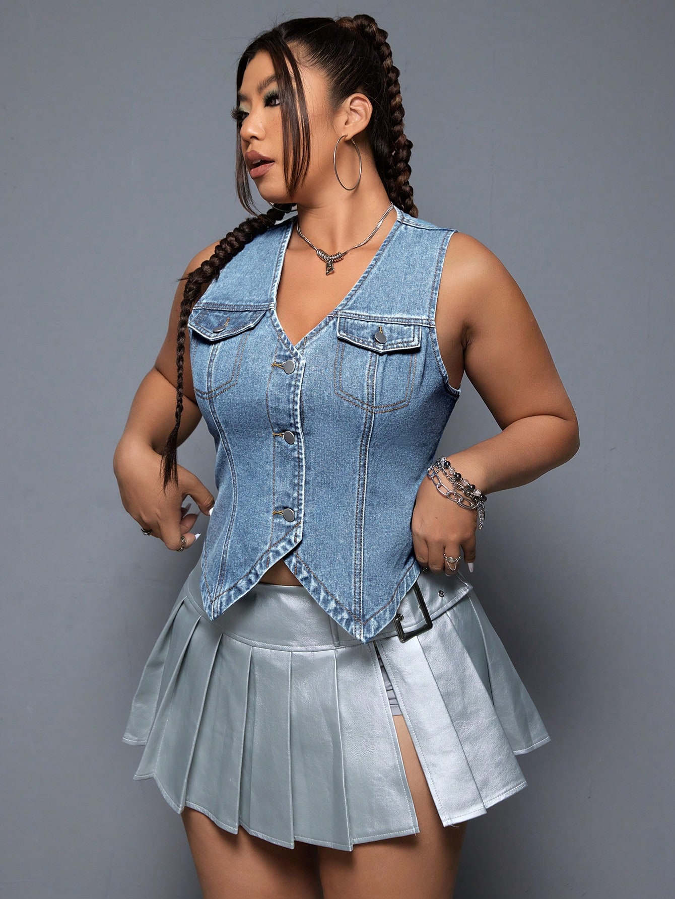 In Blue Plus Size Denim Tops