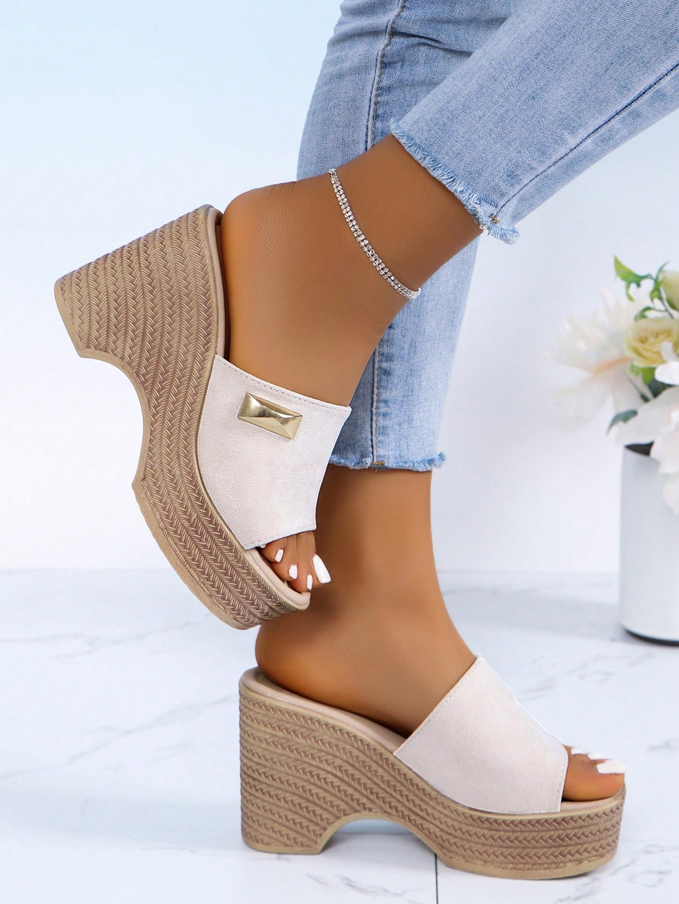 In Beige Women Platforms & Wedge Sandals