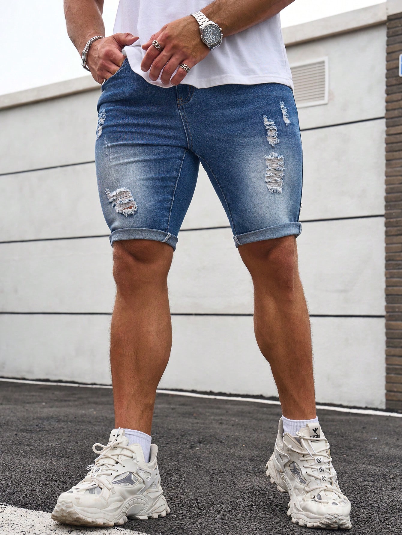 Men Plus Size Denim Shorts