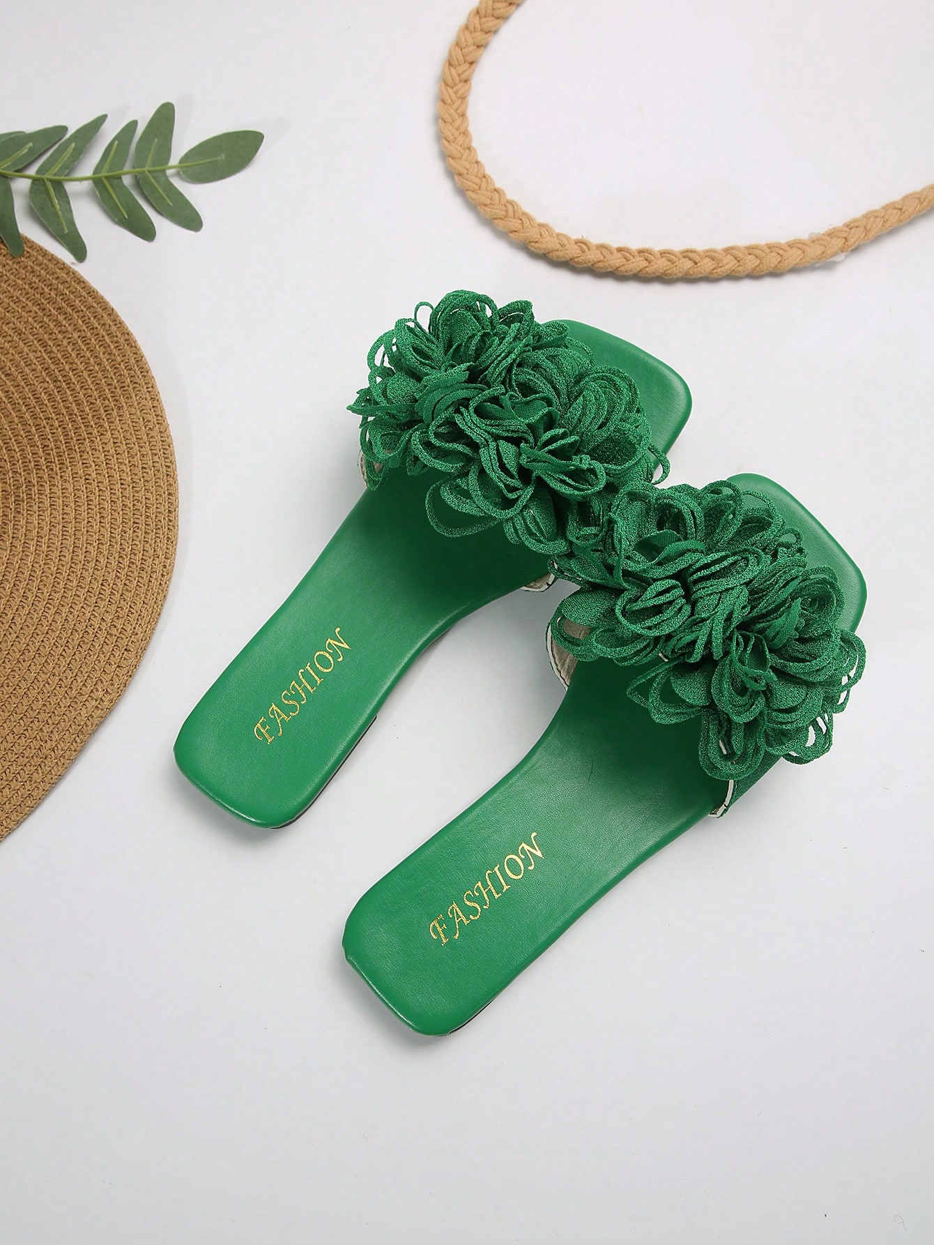 In Green Women Flat Sandals