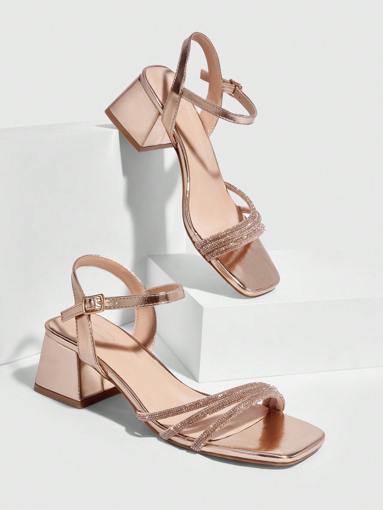 In Rose Gold Women Heeled Sandals