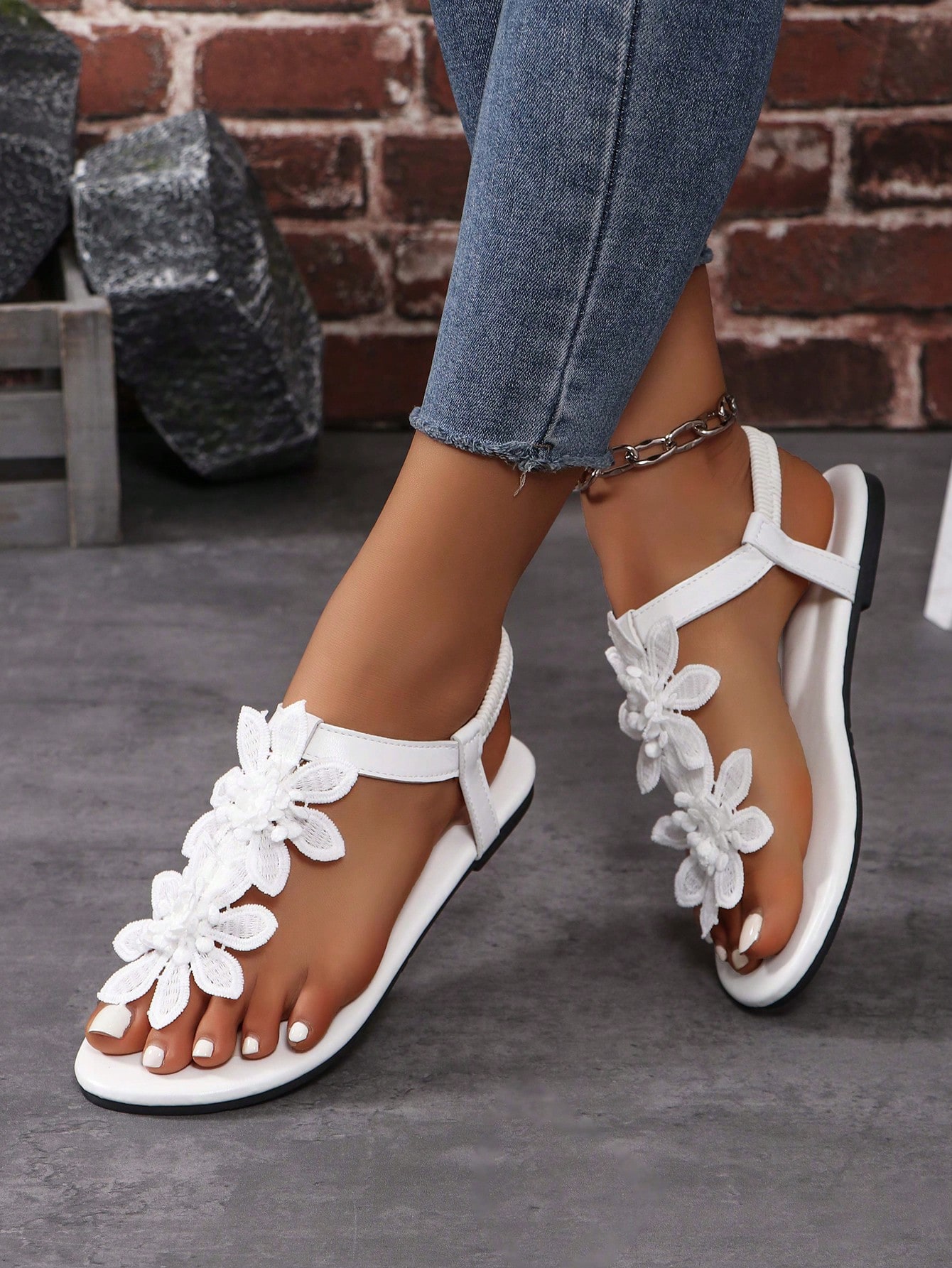 In White Women Flat Sandals