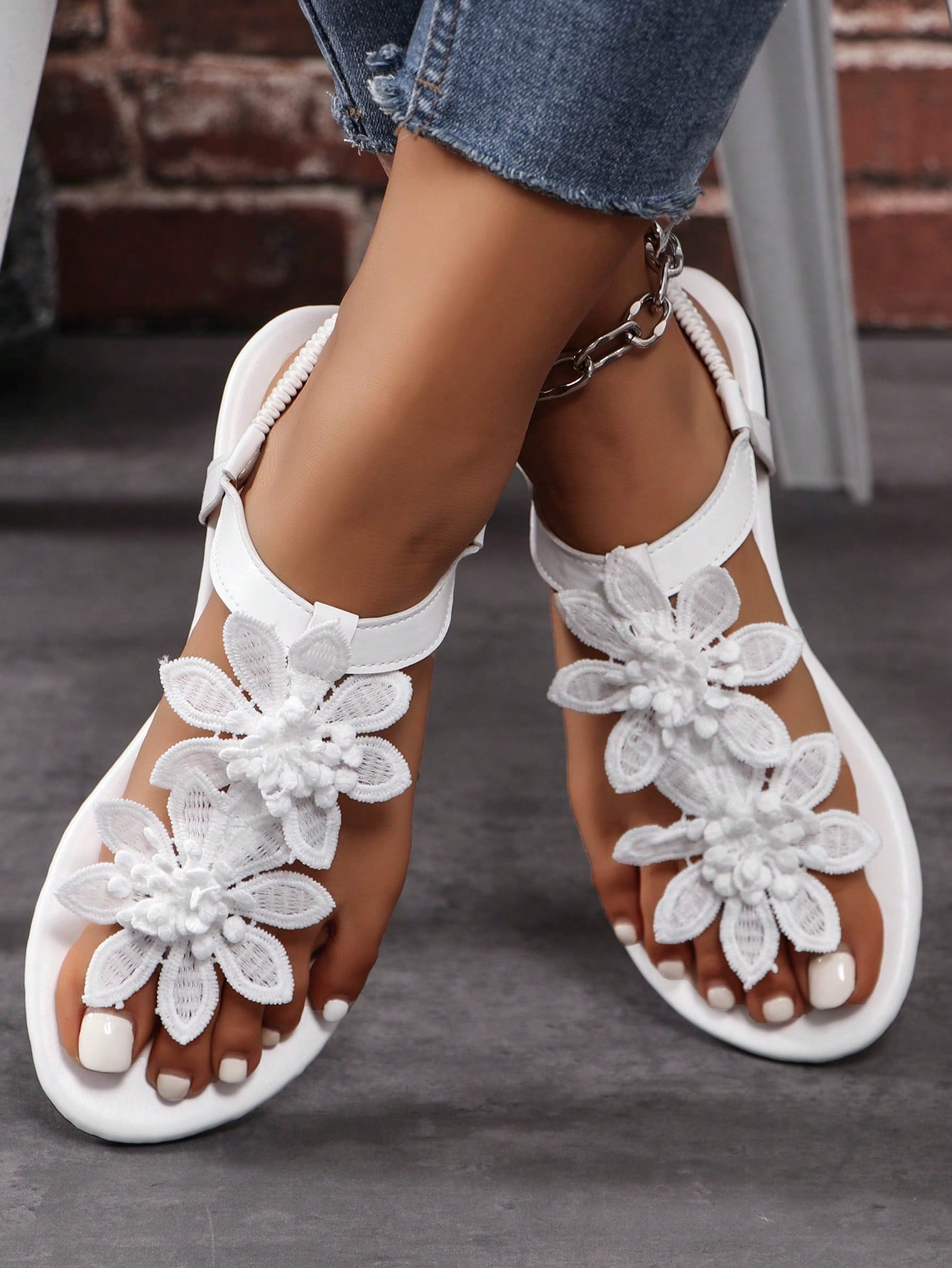 In White Women Flat Sandals