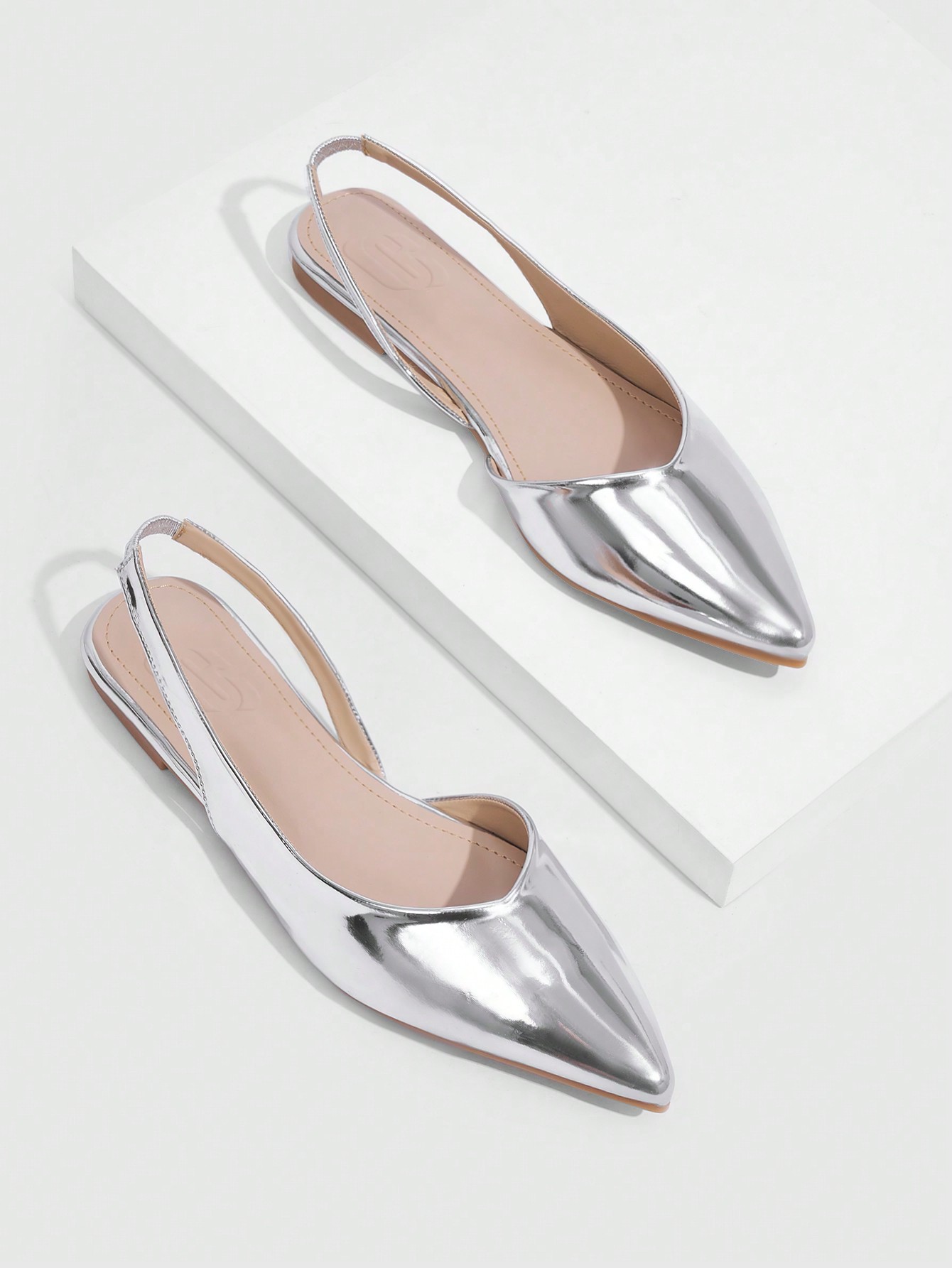 In Silver Women Flats