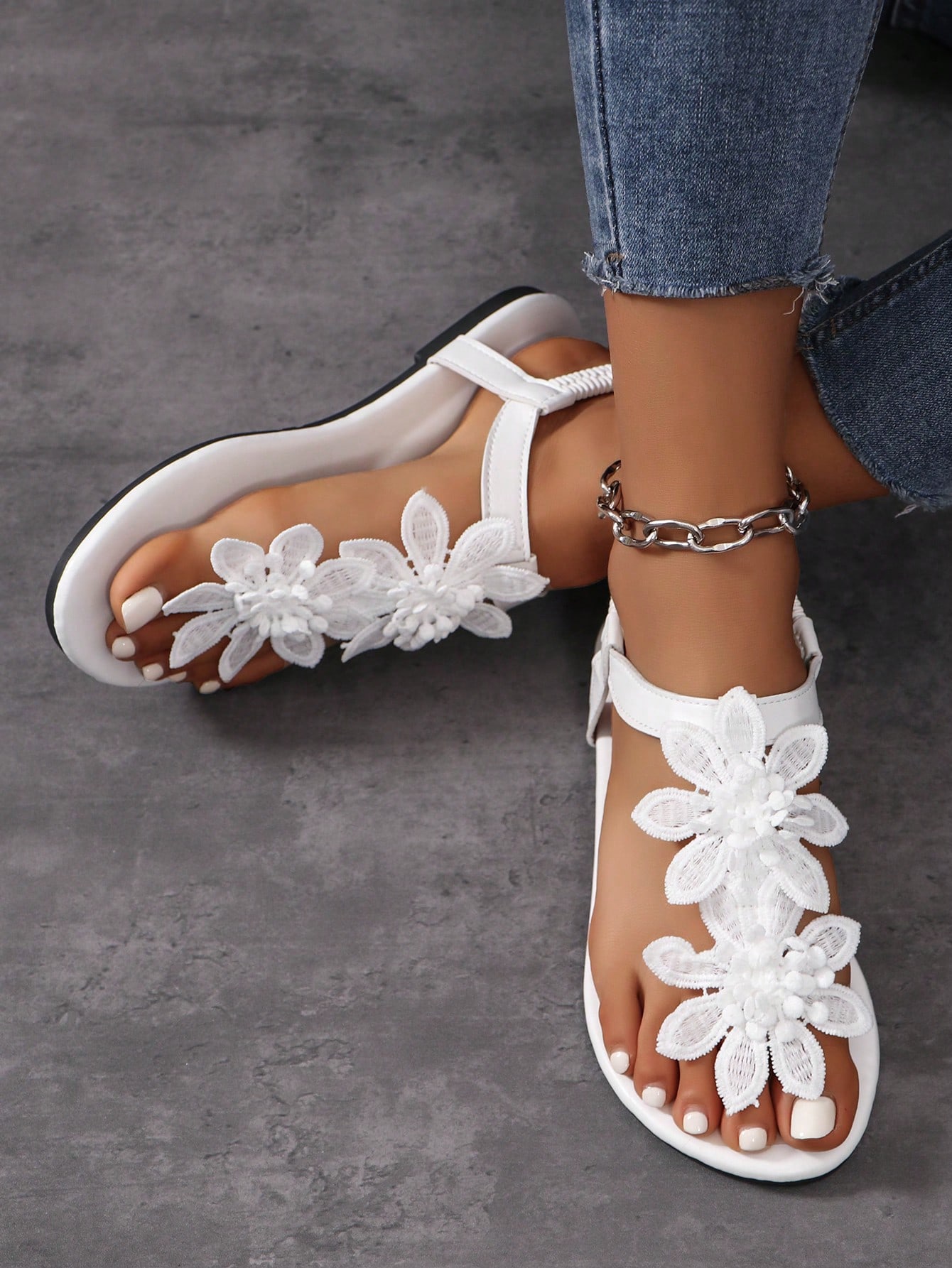 In White Women Flat Sandals