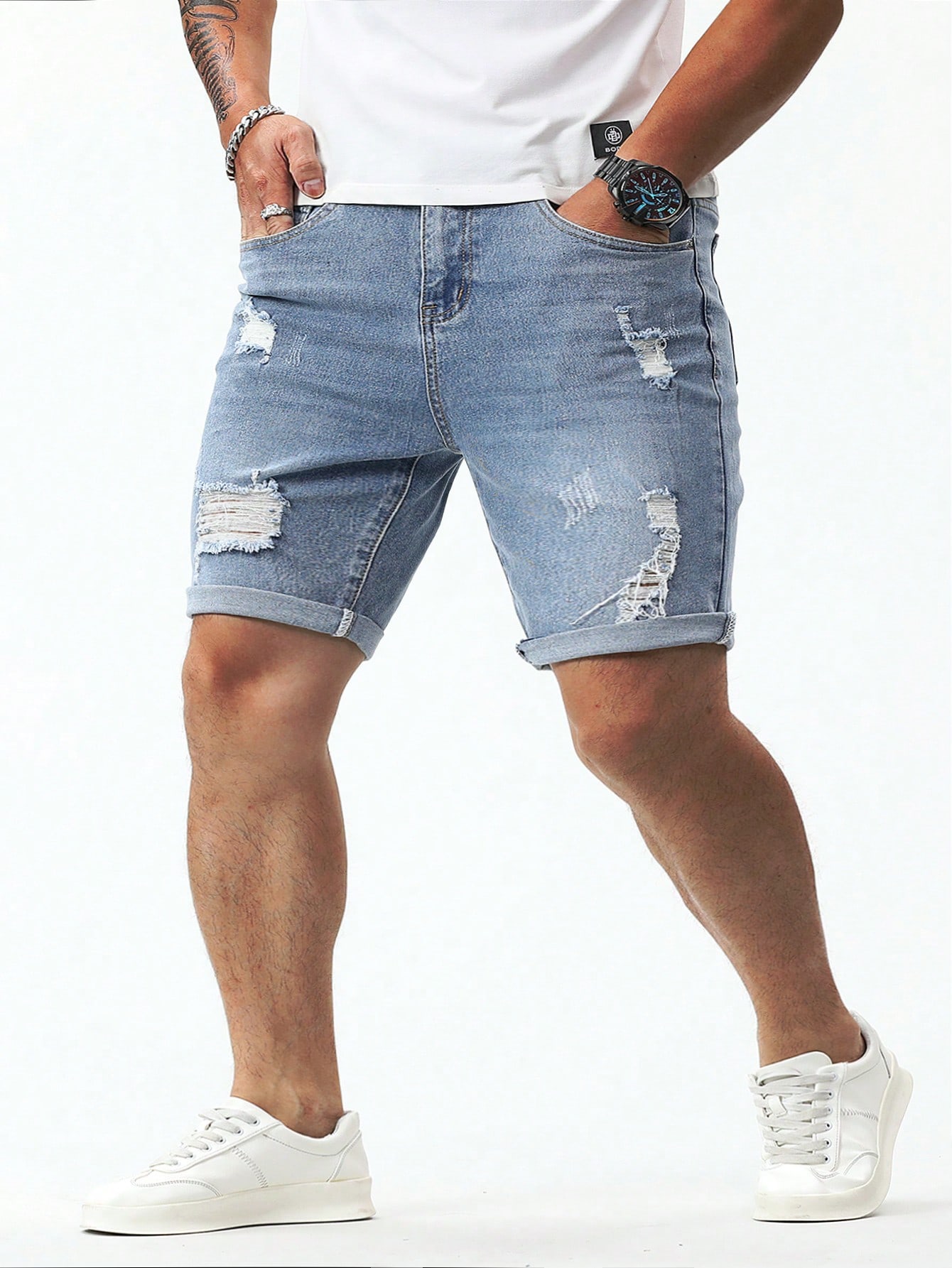 Men Plus Size Denim Shorts