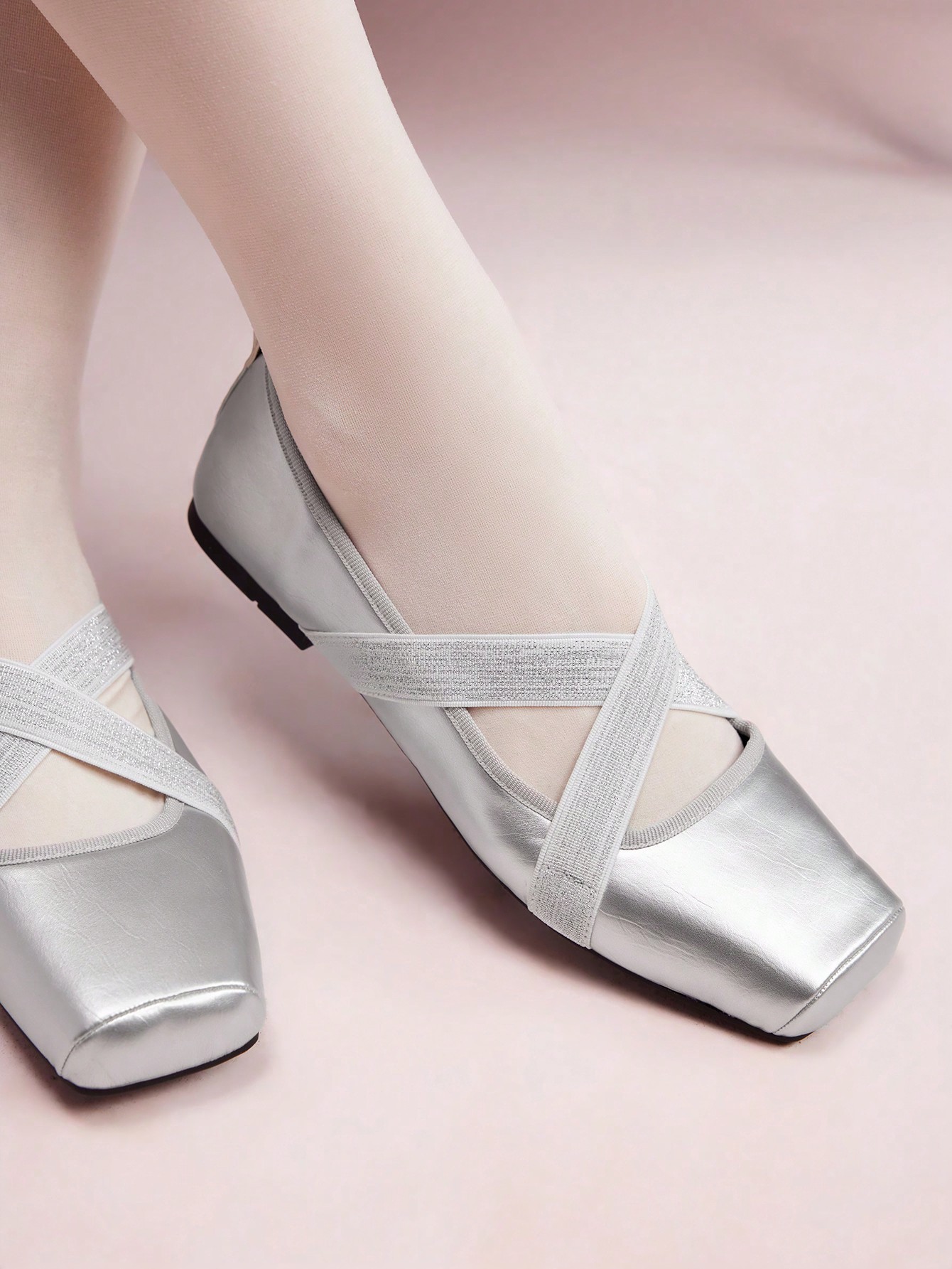 In Silver Women Flats