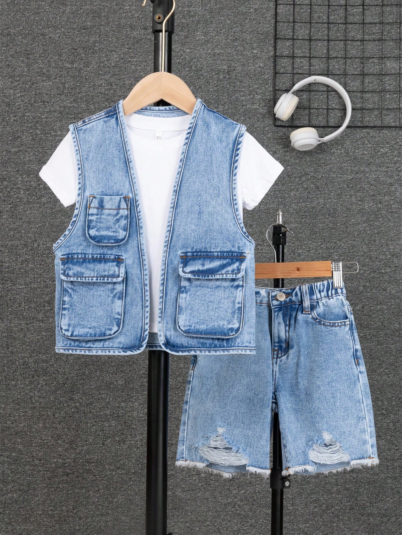 Young Boys Denim Two-piece Outfits