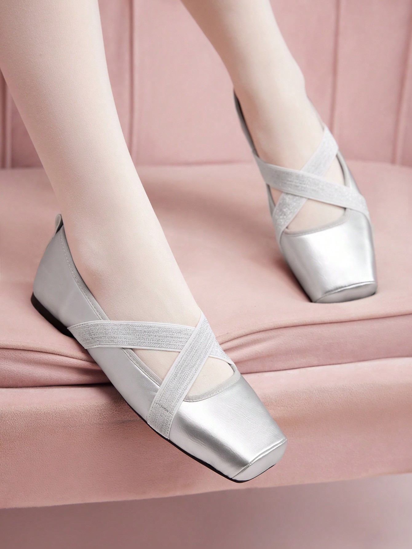 In Silver Women Flats