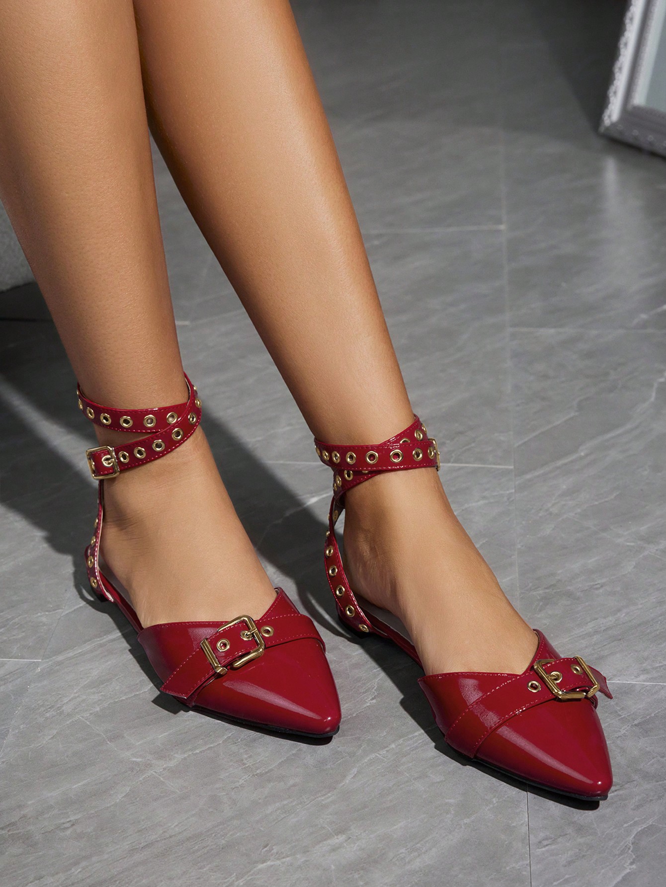 In Burgundy Women Flats