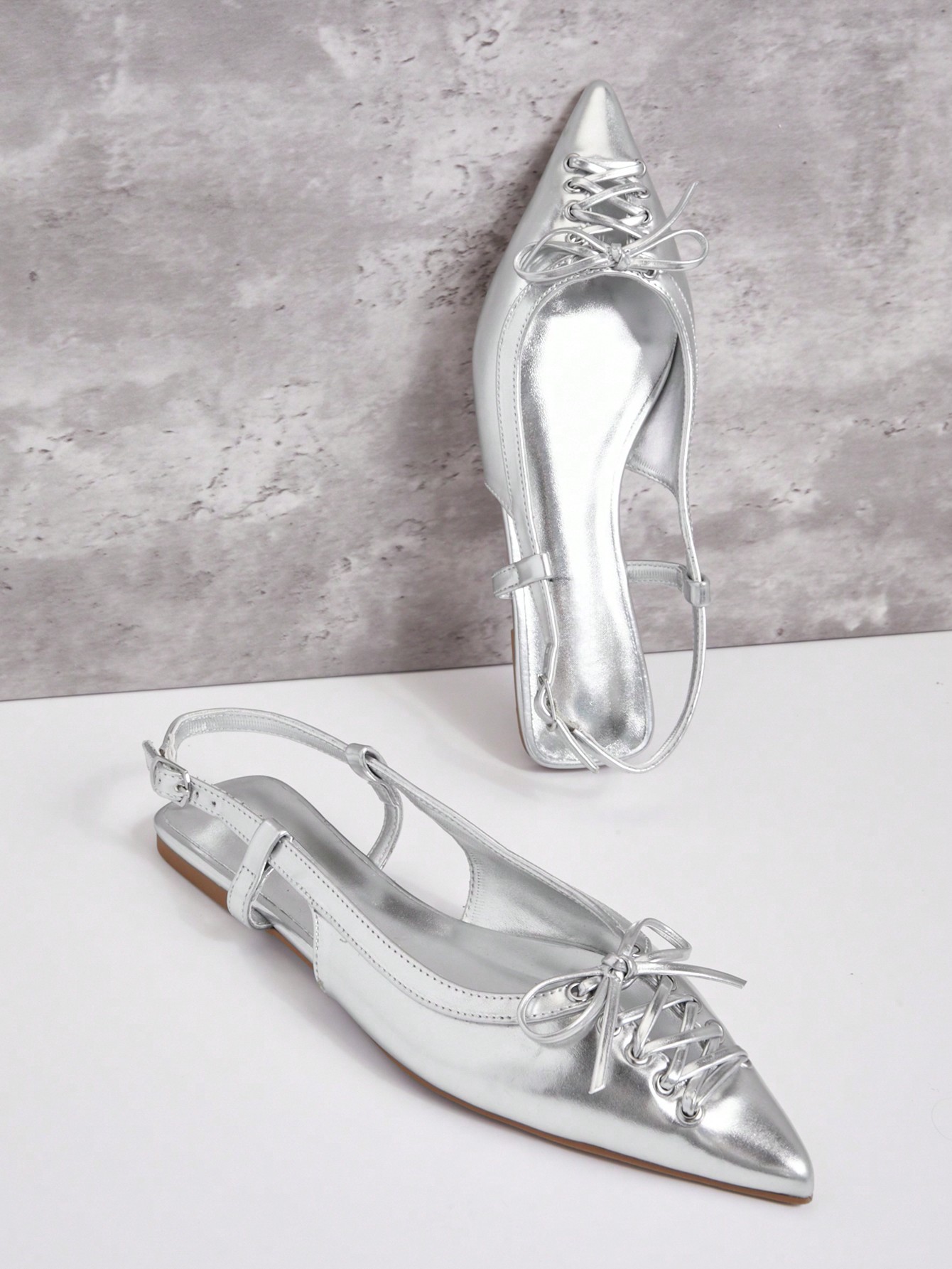 In Silver Women Flats