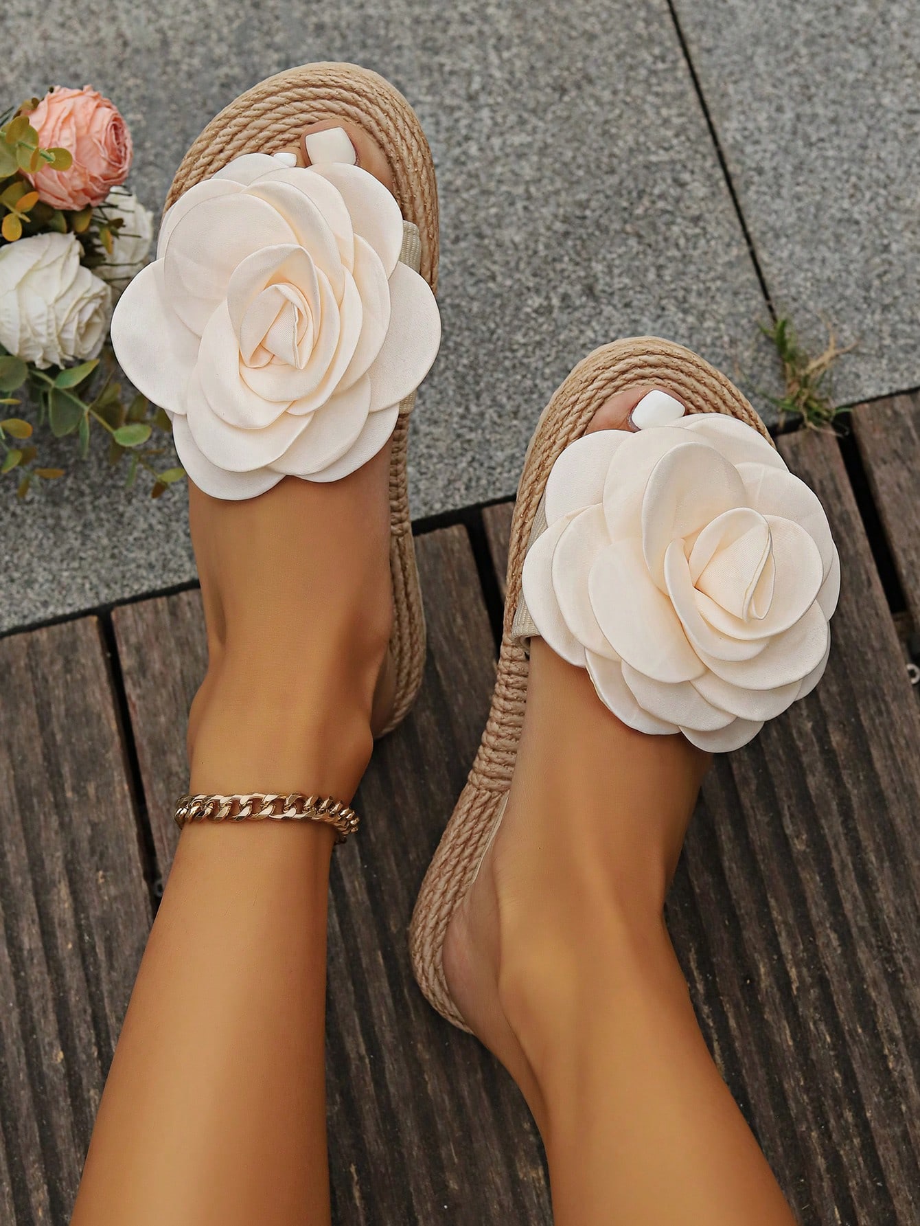 In Beige Women Flat Sandals