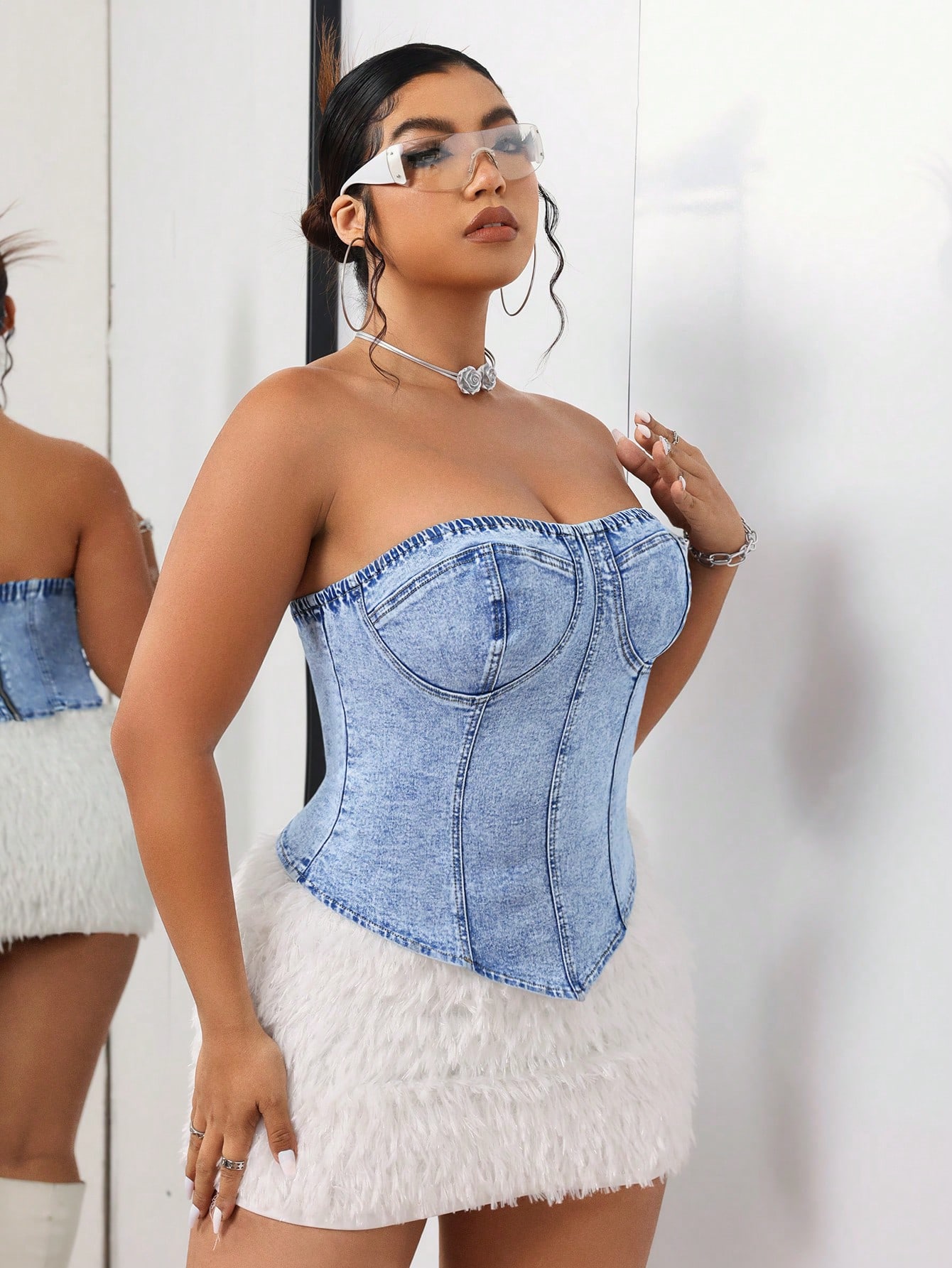 In Blue Plus Size Denim Tops