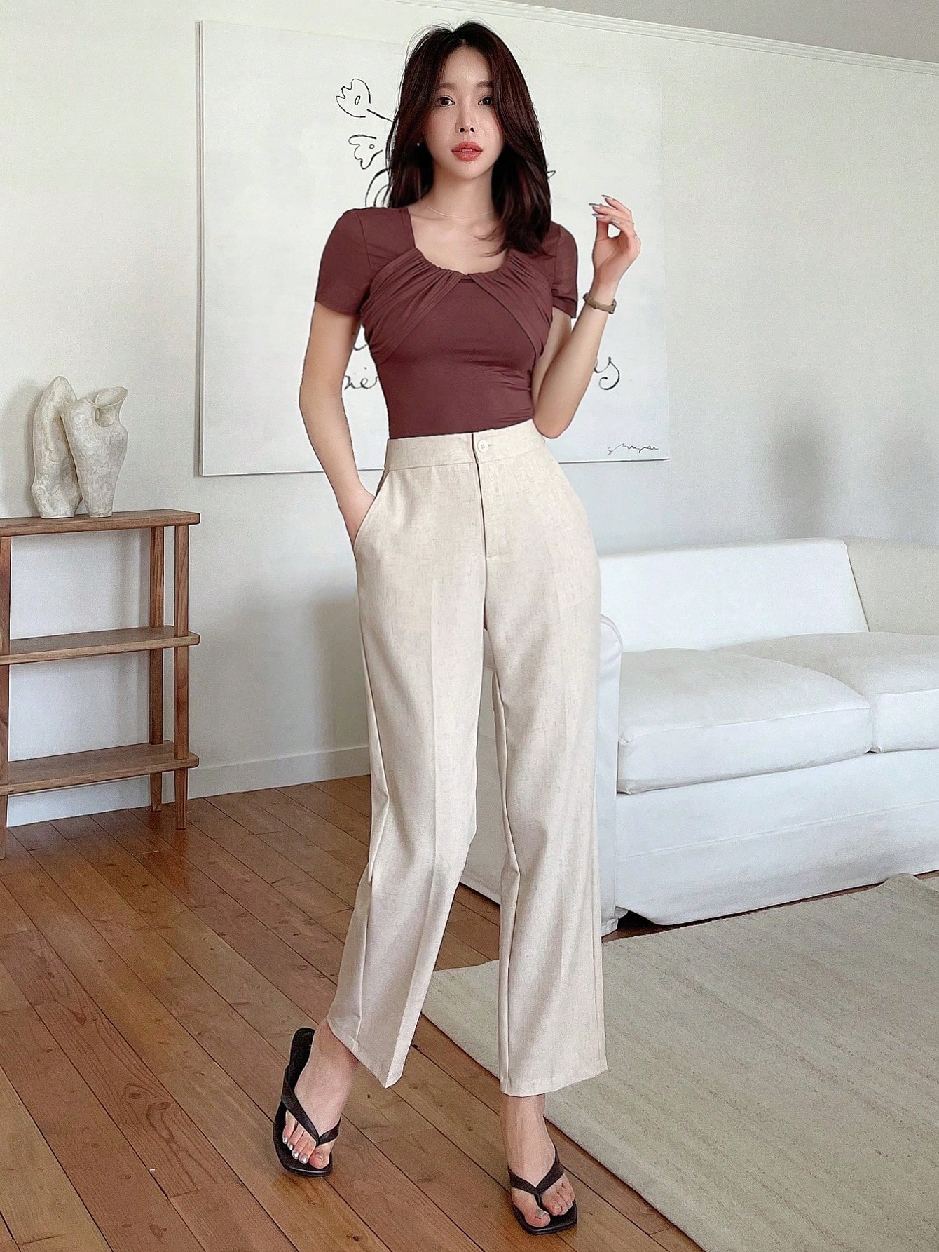 In Beige Women Pants