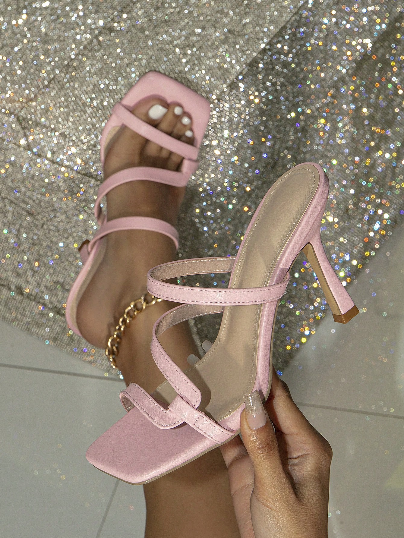 In Baby Pink Women Heeled Sandals