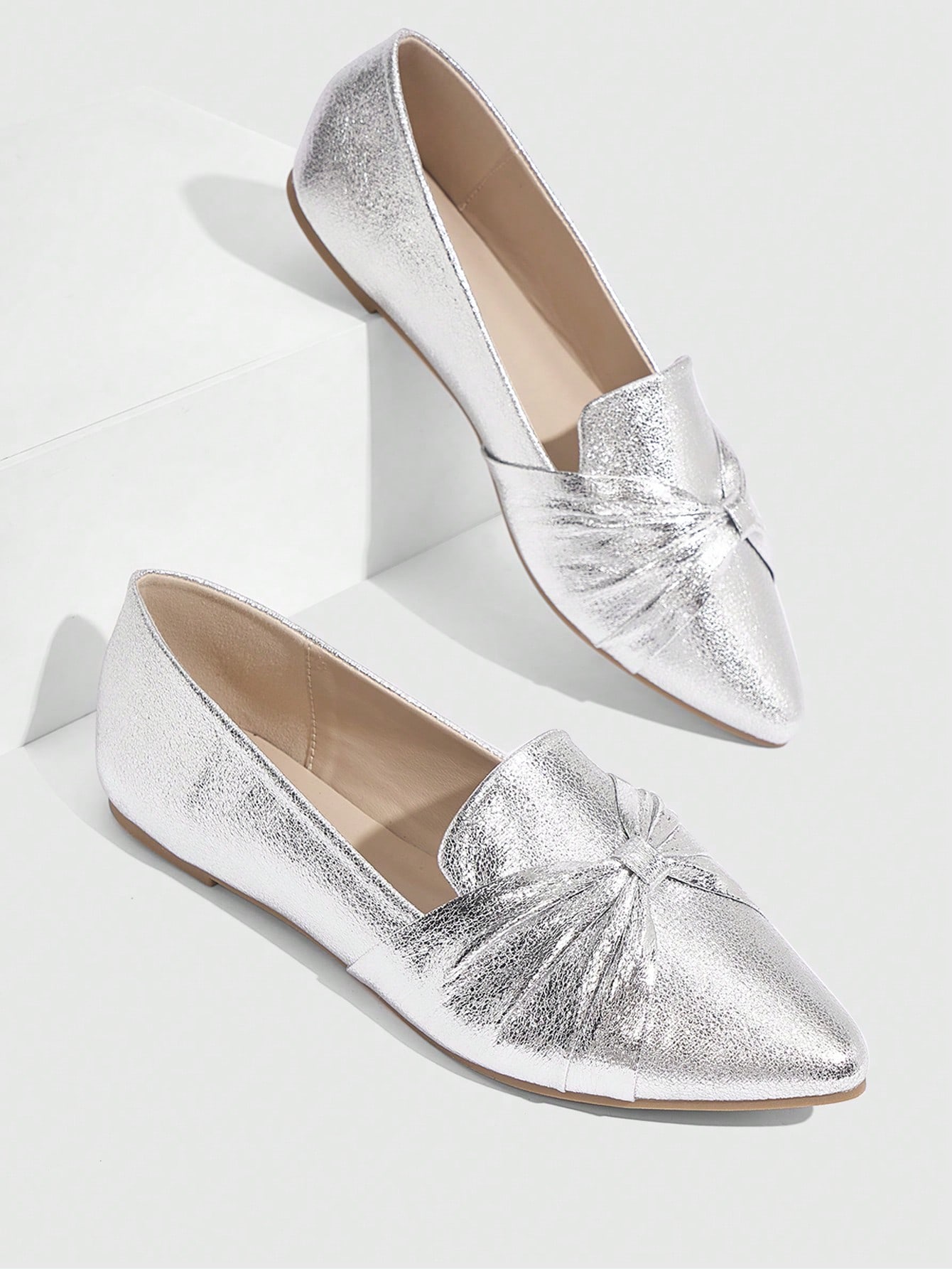 In Silver Women Flats