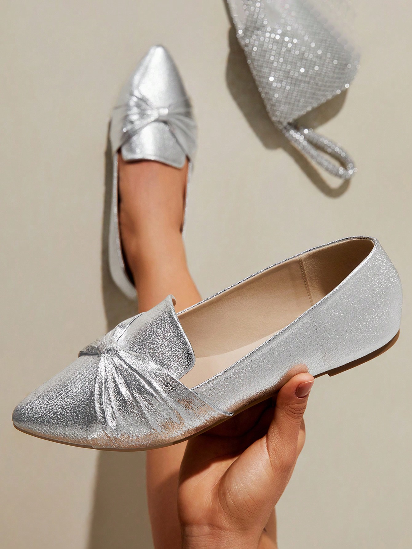 In Silver Women Flats