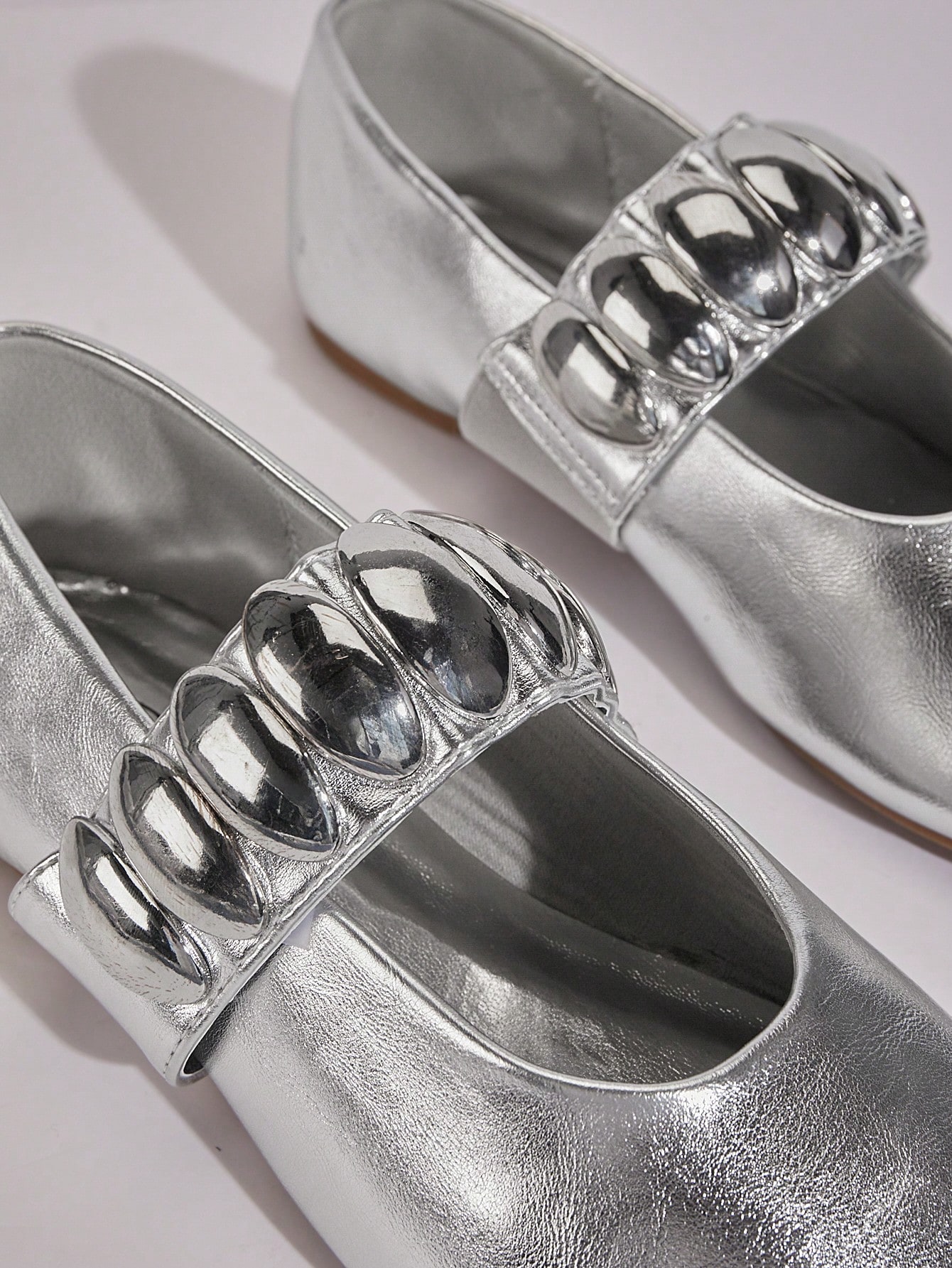 In Silver Women Flats