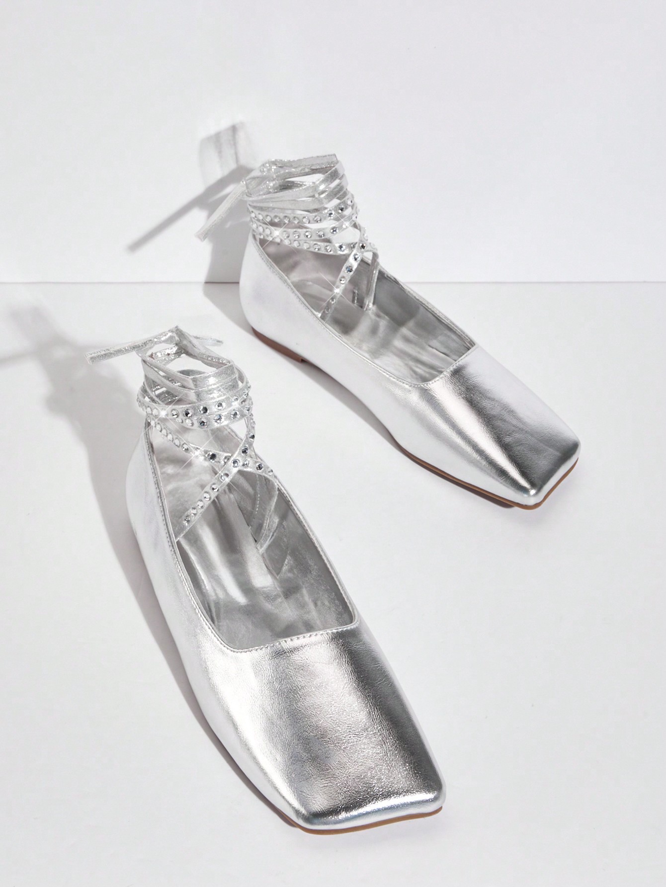 In Silver Women Flats