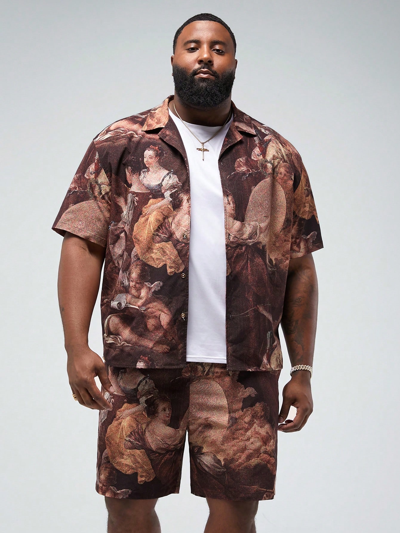 Men Plus Size Shirt Co-ords