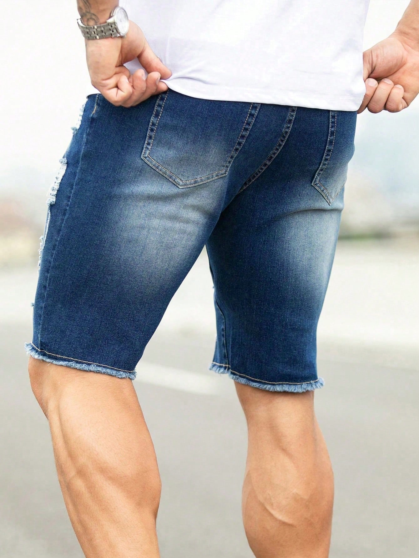 Men Plus Size Denim Shorts