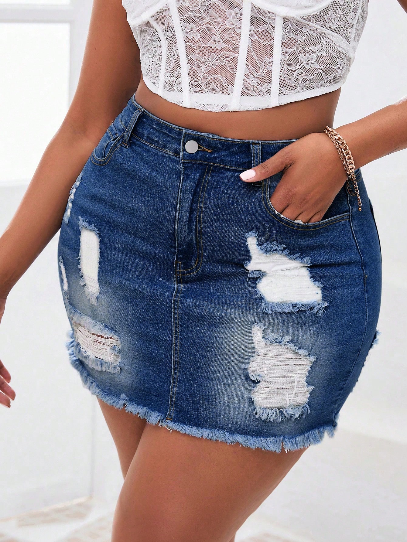 Plus Size Denim Skirts